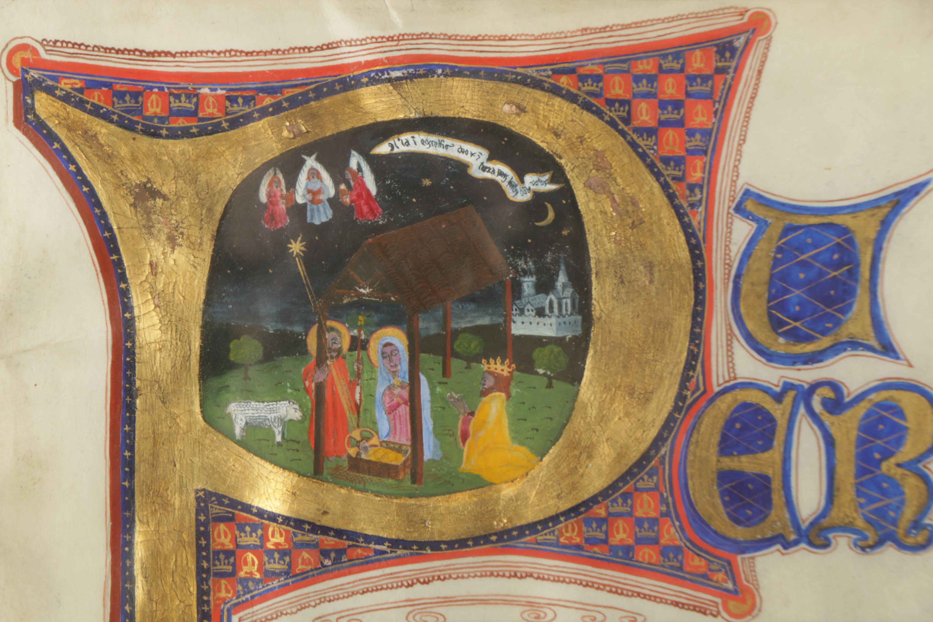 Antique Illuminated Manuscript on Parchment
