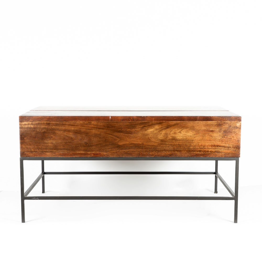 Lift Top Teak and Metal Coffee Table