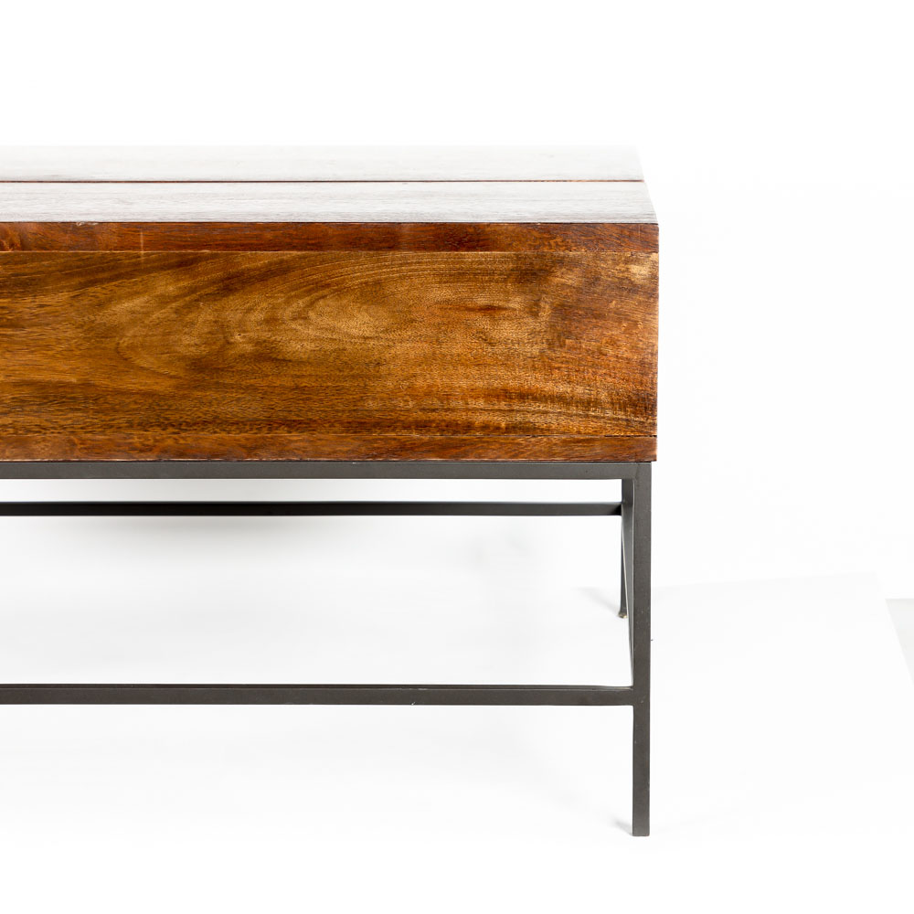 Lift Top Teak and Metal Coffee Table