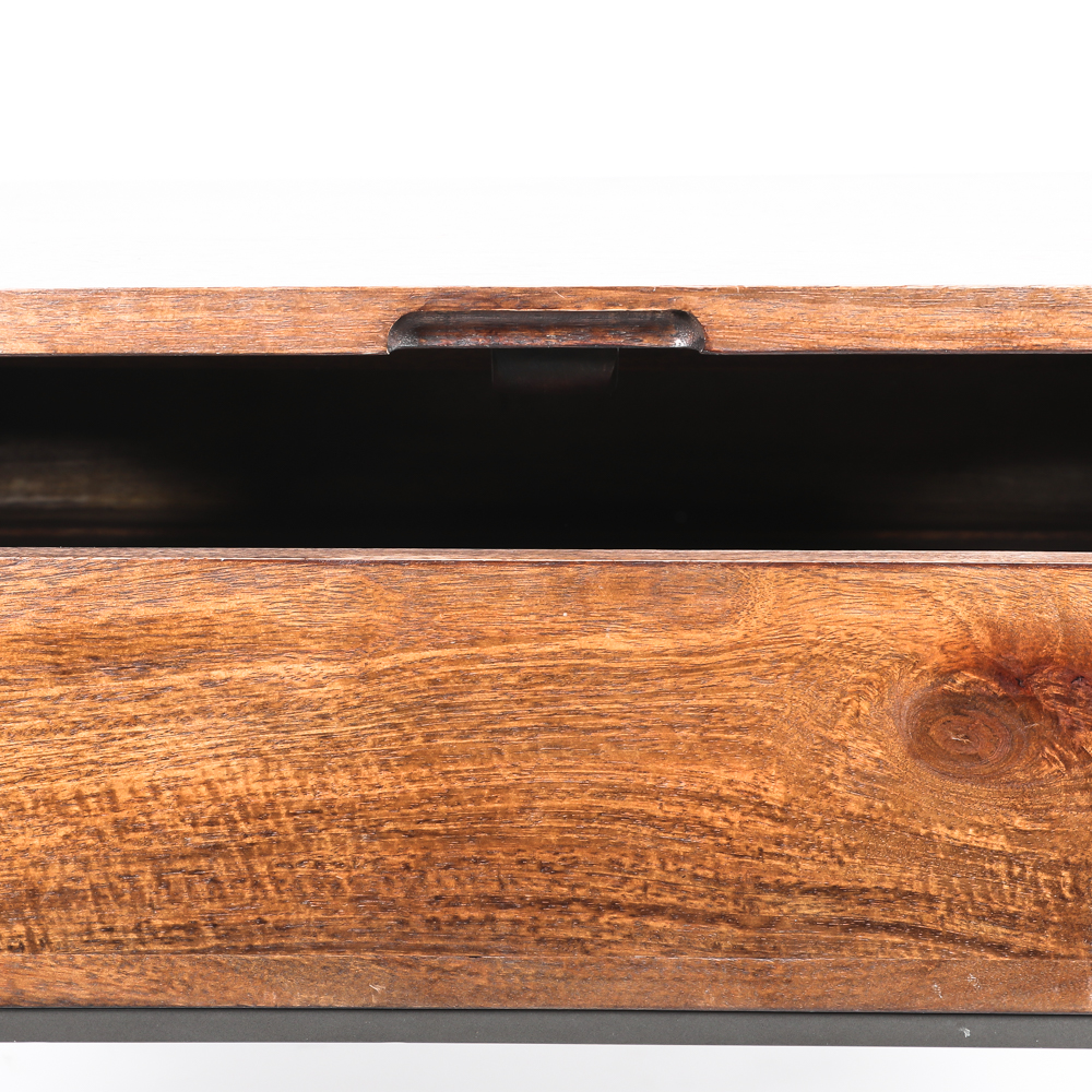 Lift Top Teak and Metal Coffee Table