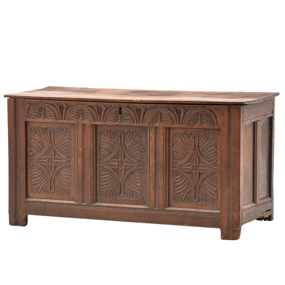 Antique English Carved Oak Coffer