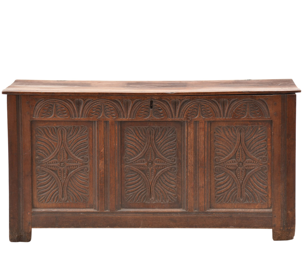 Antique English Carved Oak Coffer