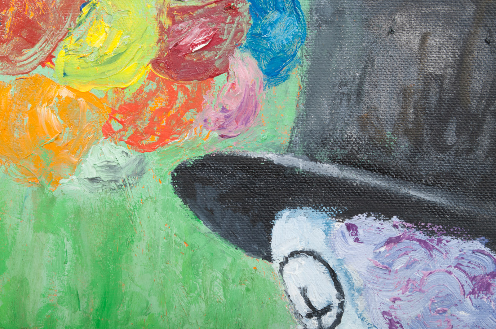 Virginia K. Hess Oil and Acrylic Paintings on Canvas of Clowns