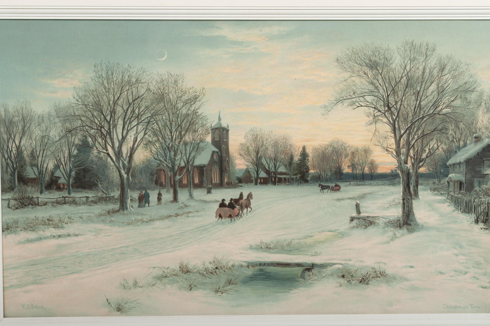W. C. Bauer Lithograph on Paper "Christmas Eve"