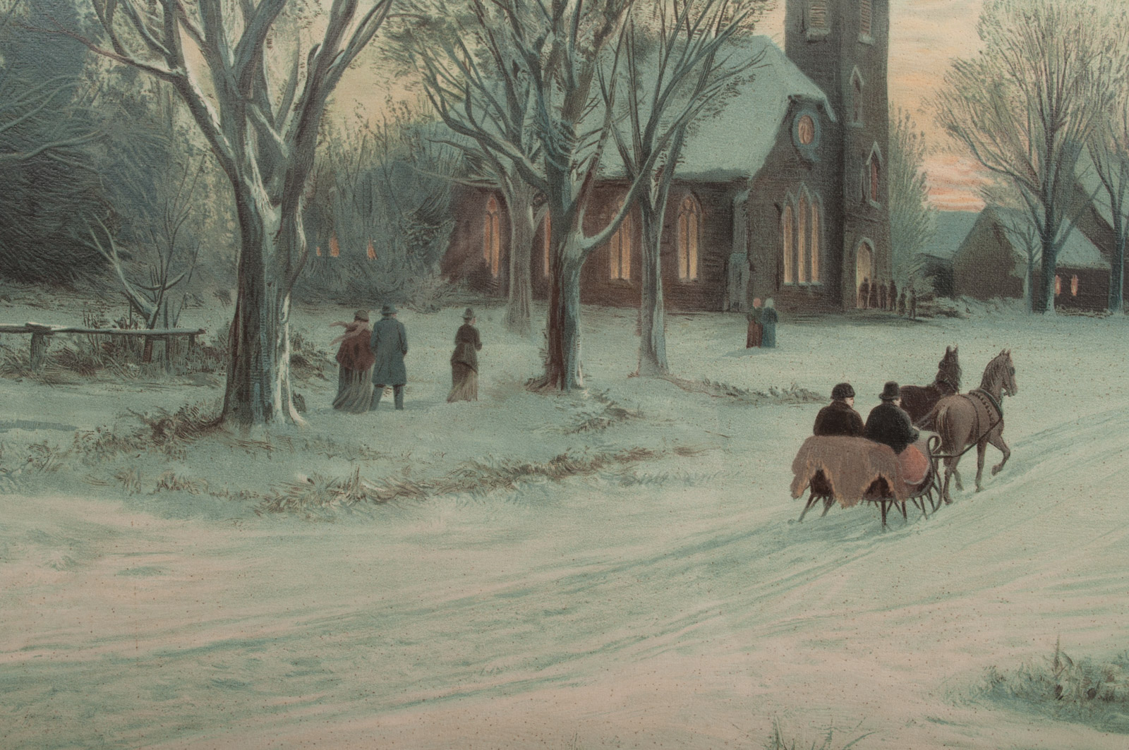 W. C. Bauer Lithograph on Paper "Christmas Eve"
