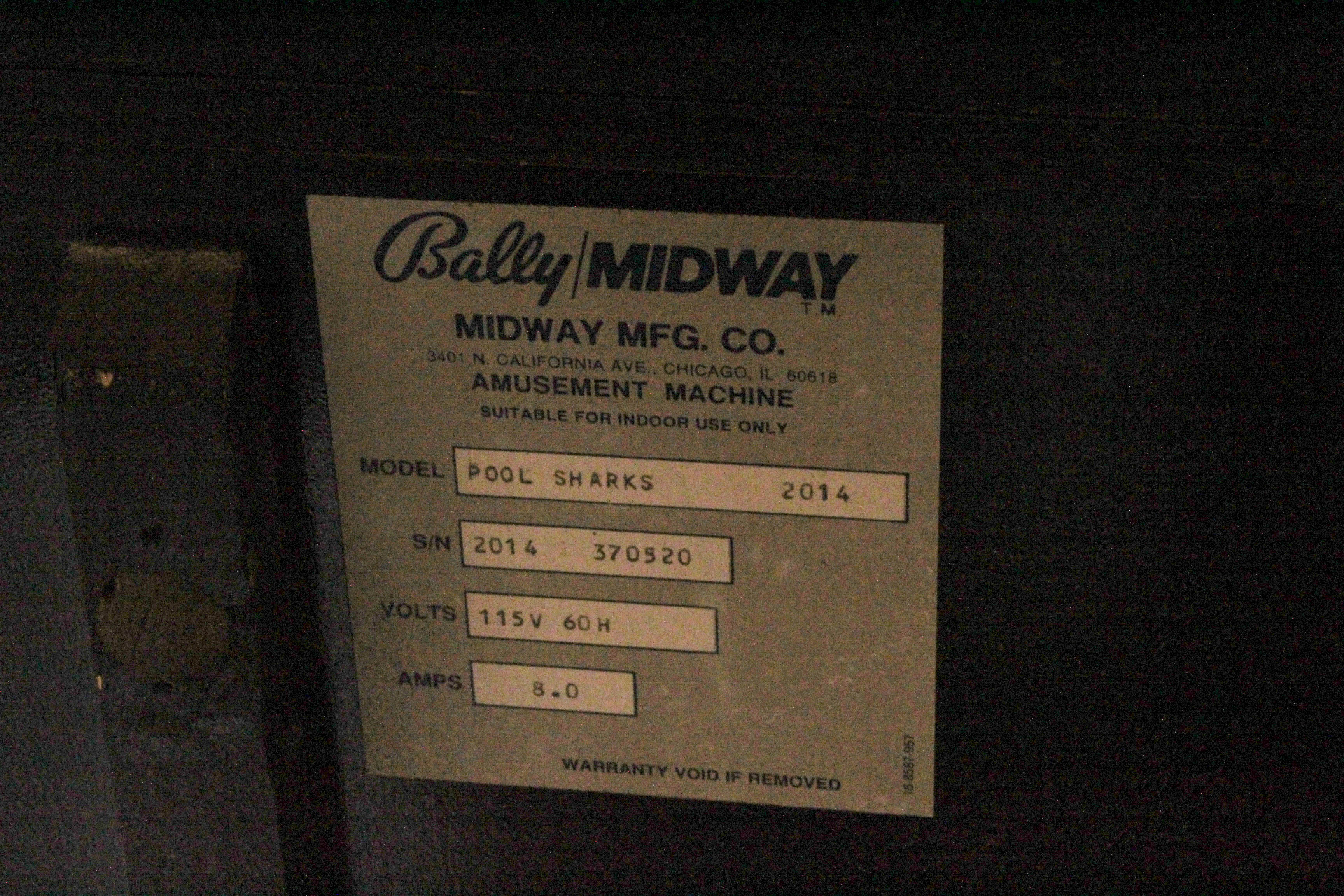 Bally "Pool Sharks" Pinball Machine