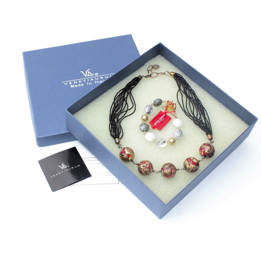 Murano Glass Necklace and Bracelet