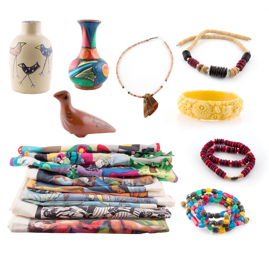 Peruvian Pottery, Beaded Jewelry and Fasting Cloths