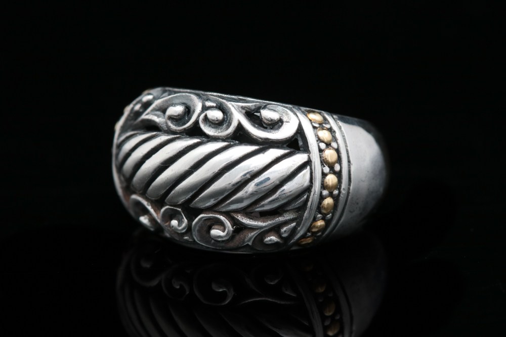 Robert Manse Sterling Silver and 18K Yellow Gold Ring