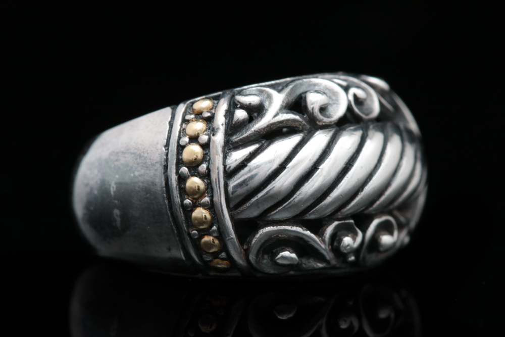 Robert Manse Sterling Silver and 18K Yellow Gold Ring