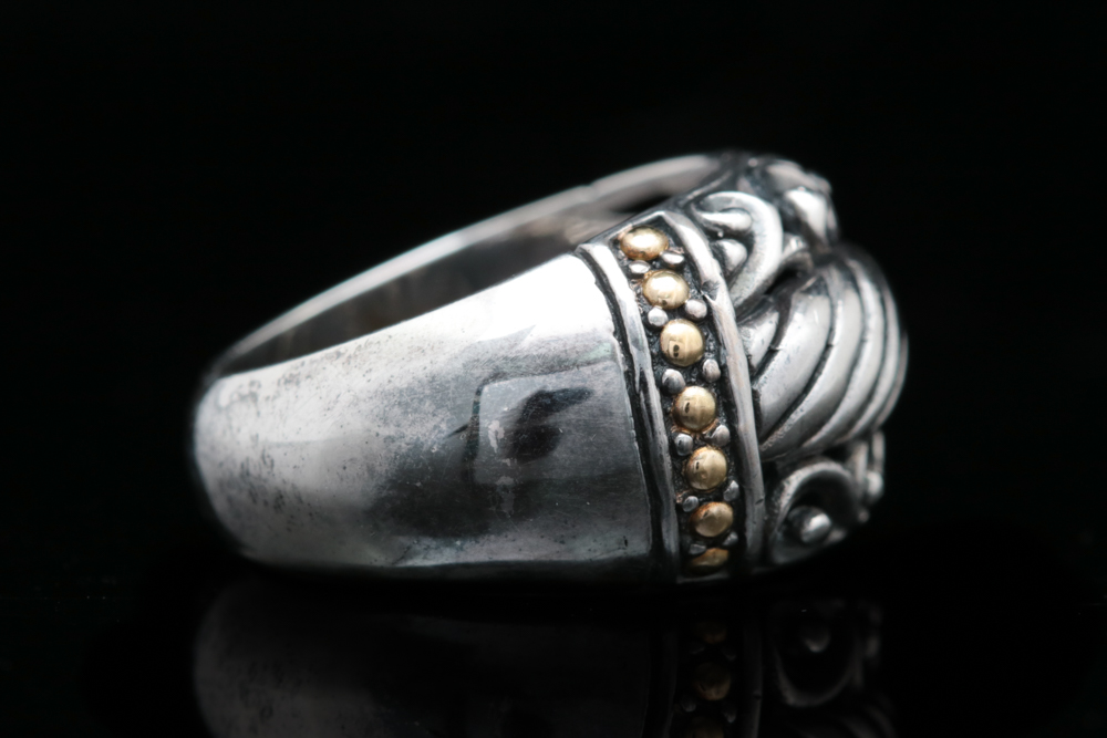 Robert Manse Sterling Silver and 18K Yellow Gold Ring