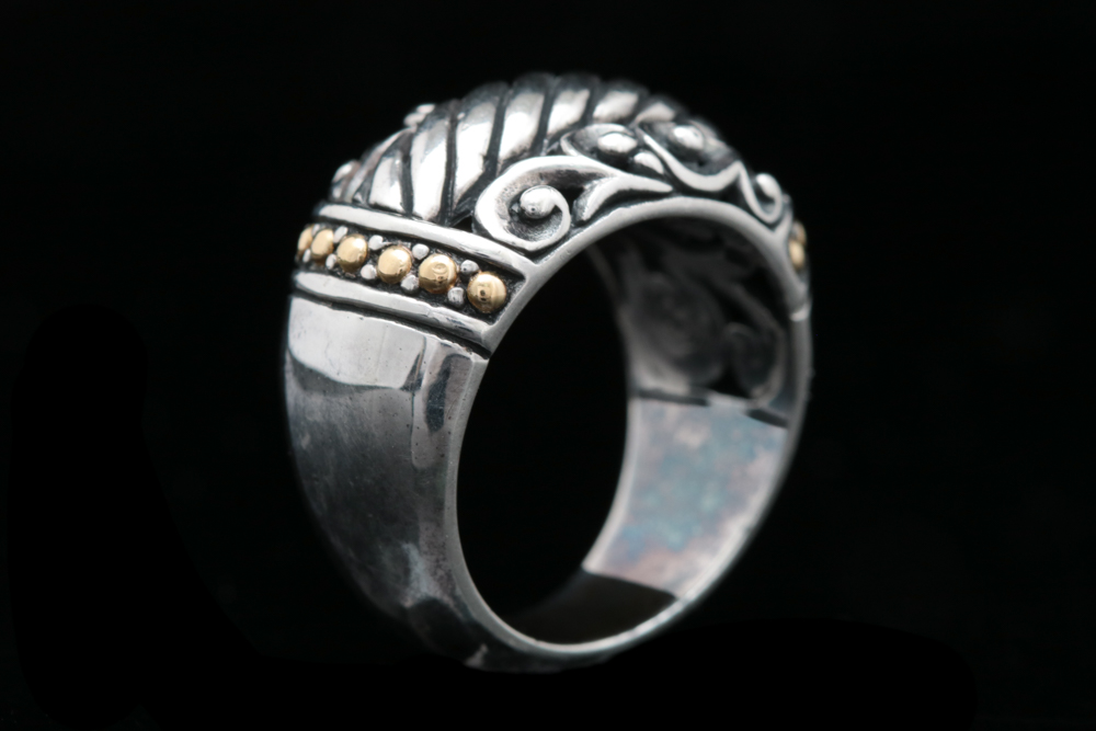 Robert Manse Sterling Silver and 18K Yellow Gold Ring