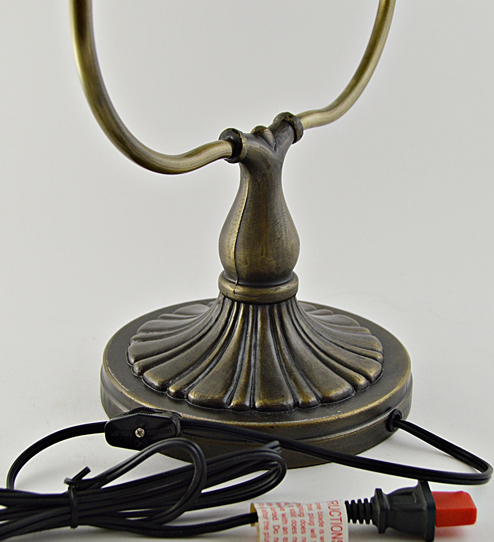 Victorian Style Desk Lamp with Hand Painted Glass Shade