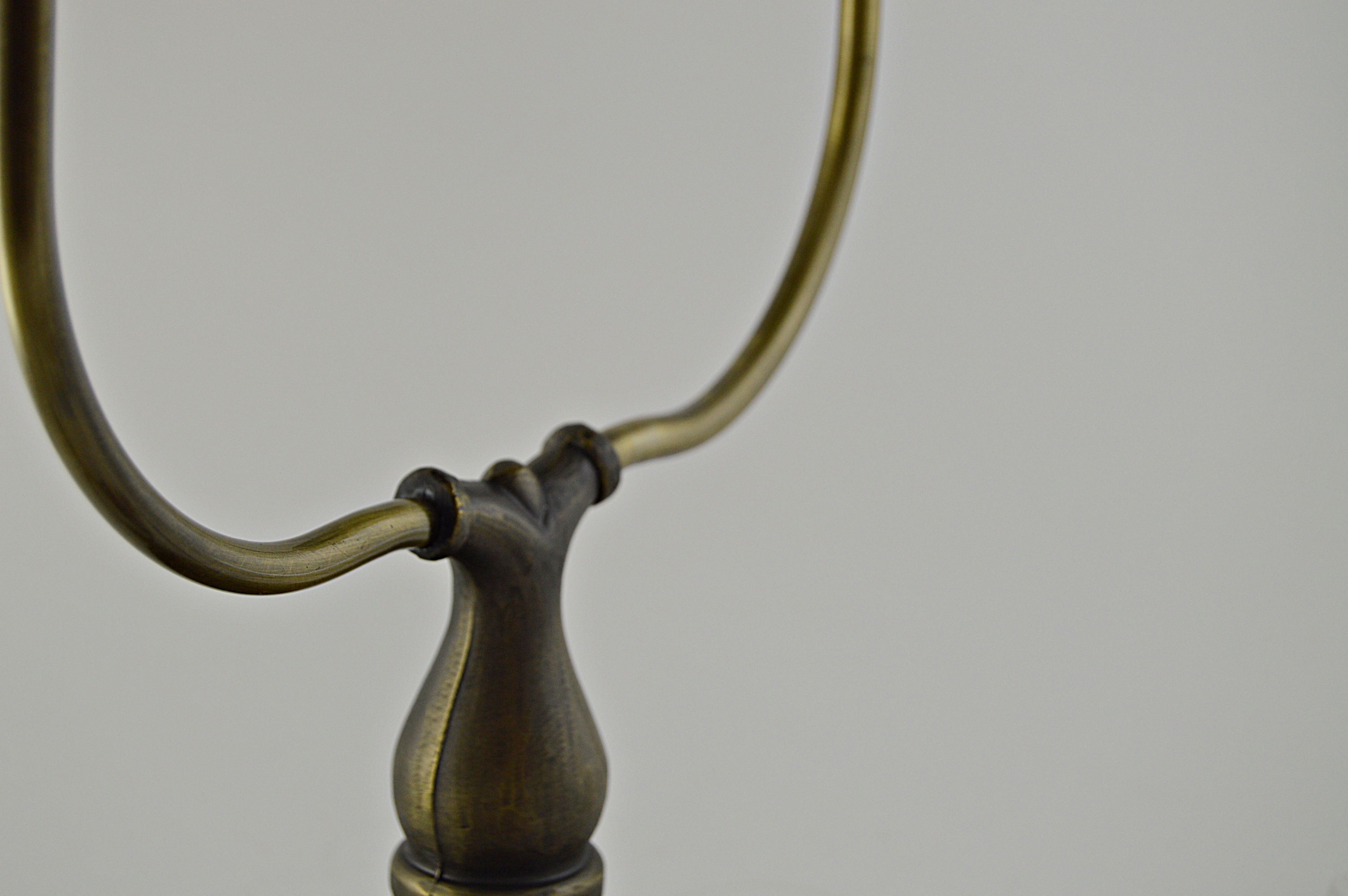 Victorian Style Desk Lamp with Hand Painted Glass Shade