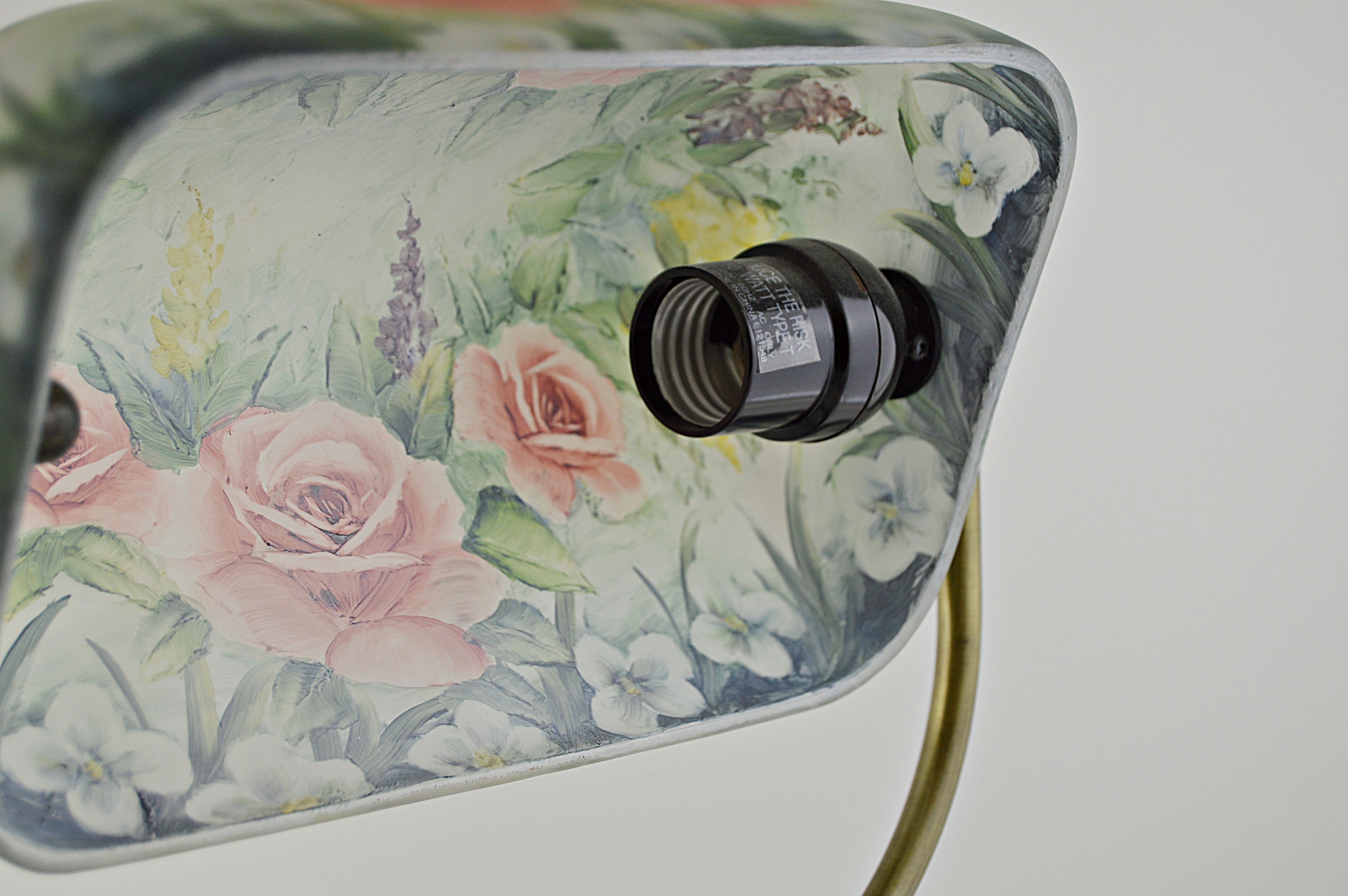 Victorian Style Desk Lamp with Hand Painted Glass Shade