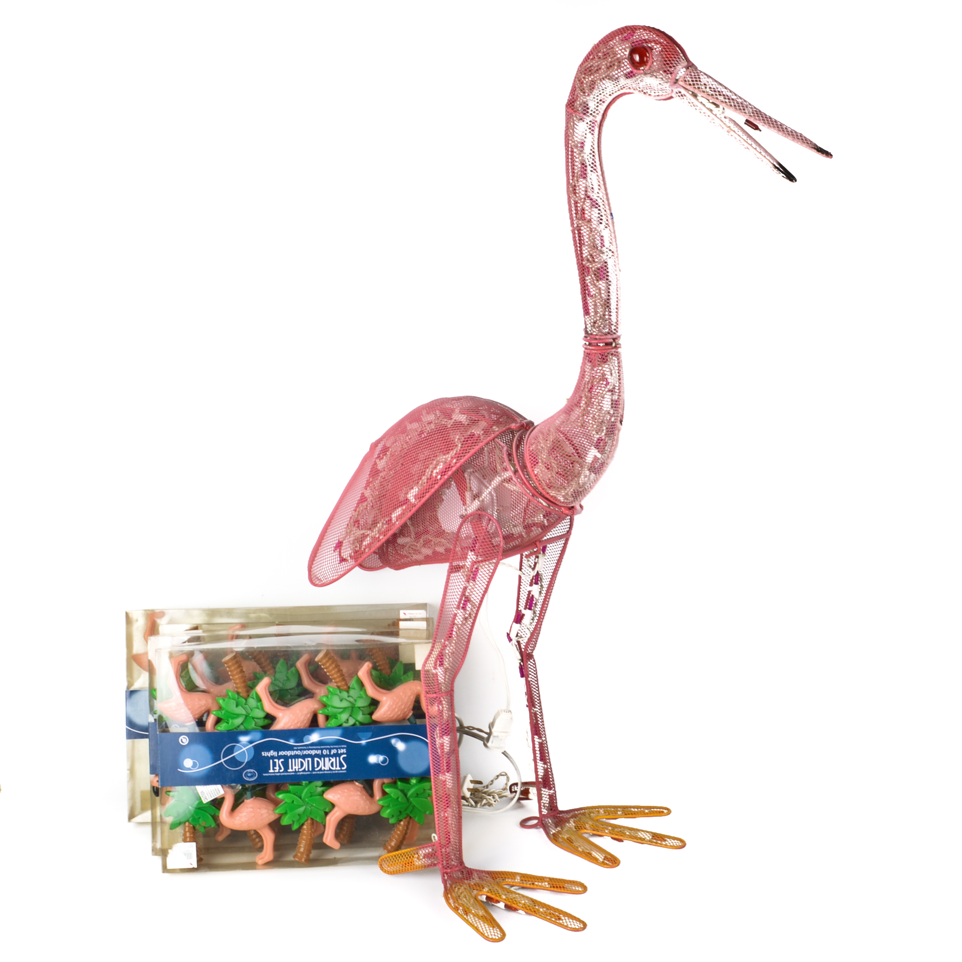 Lighted Animated Garden Flamingo and Party Lights