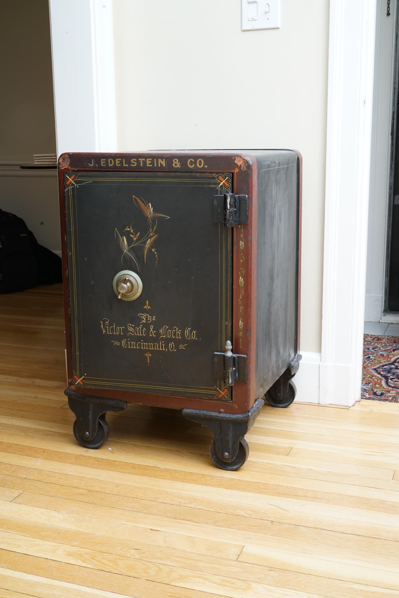 Late 19th Century Hand Painted Cast Iron Safe by The Victor Safe & Lock Co.
