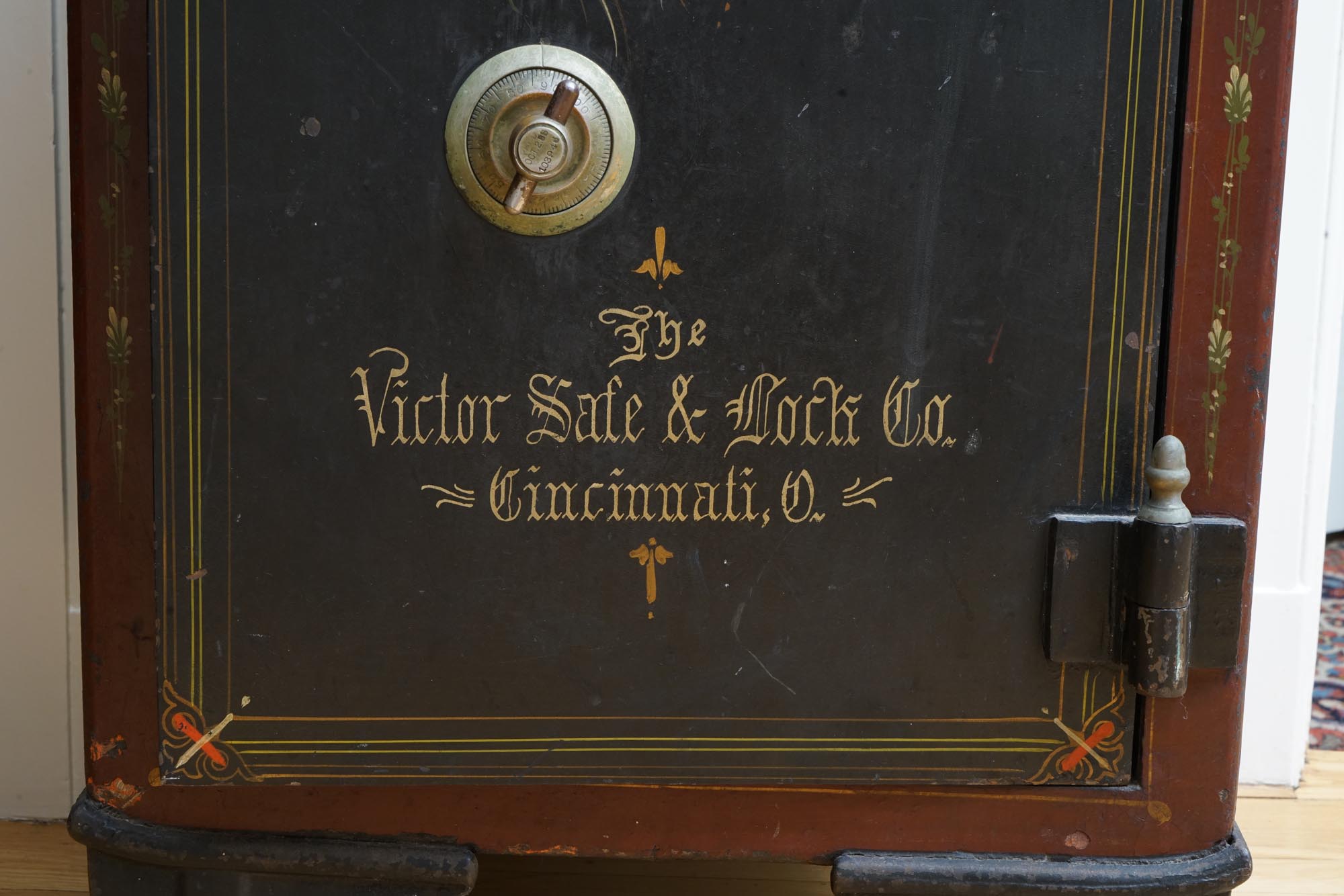 Late 19th Century Hand Painted Cast Iron Safe by The Victor Safe & Lock Co.