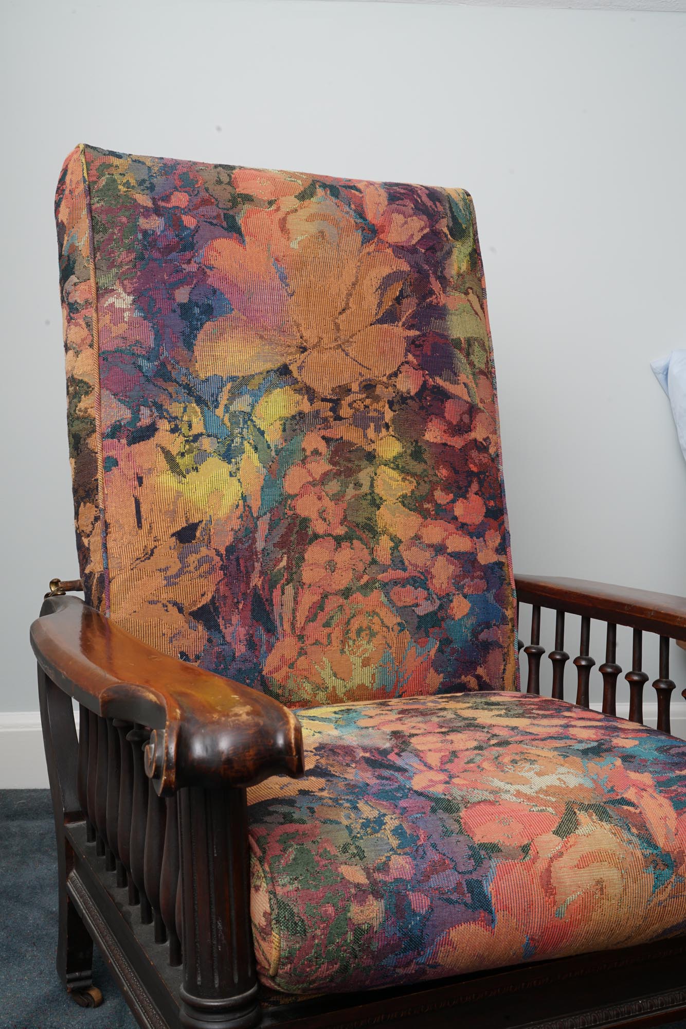 Vintage Renaissance Revival Style Mahogany Reclining Chair