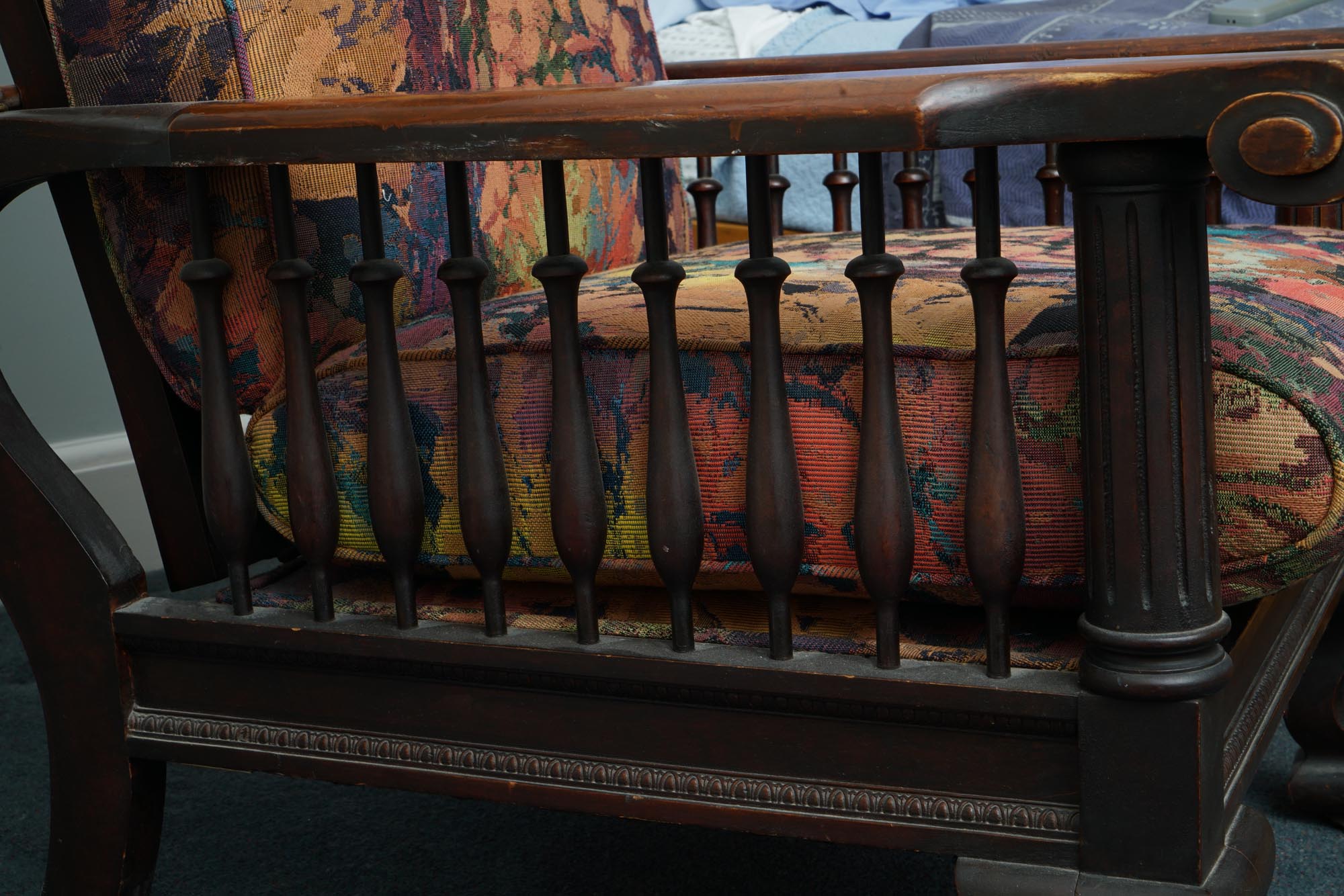 Vintage Renaissance Revival Style Mahogany Reclining Chair