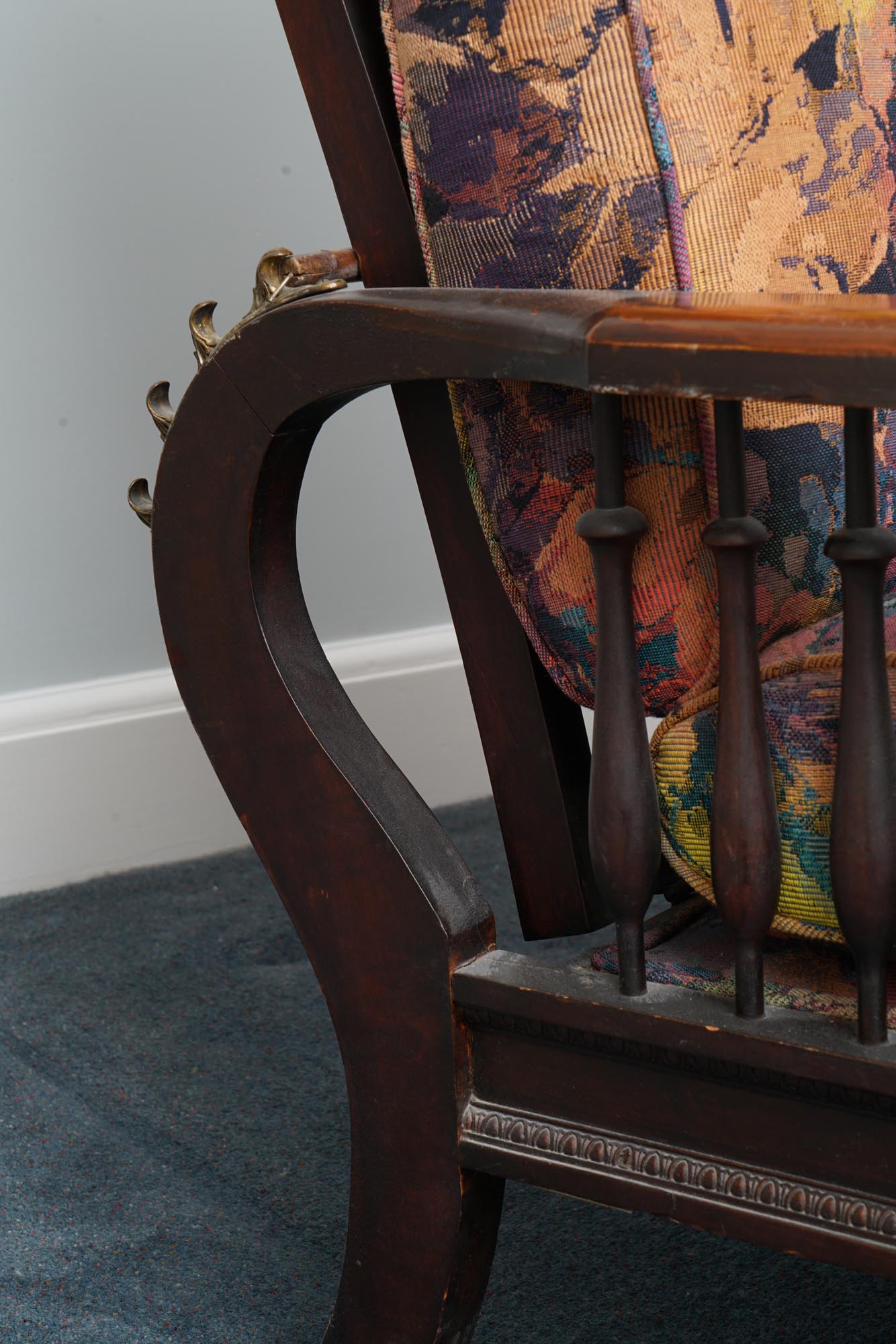 Vintage Renaissance Revival Style Mahogany Reclining Chair