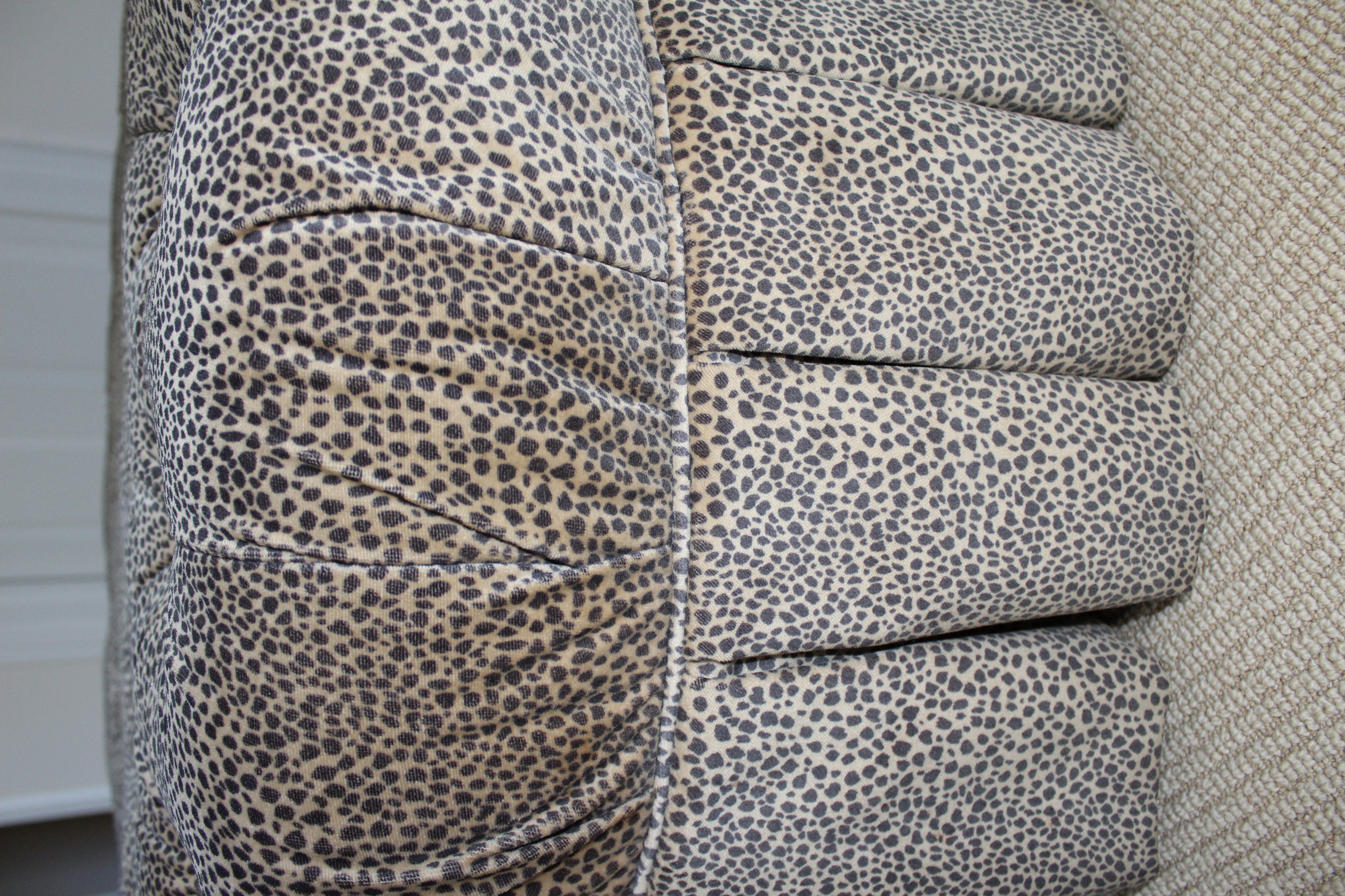 Button Tufted Animal Print Ottoman by Ethan Allen