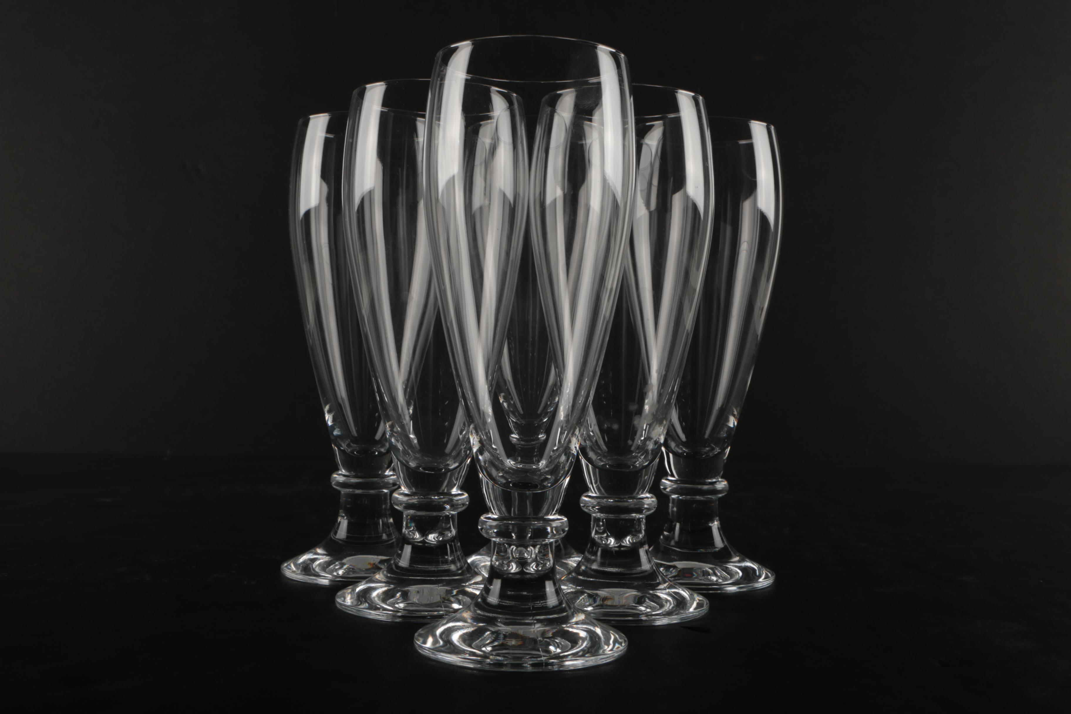 Six Crystal Pilsner Beer Glasses