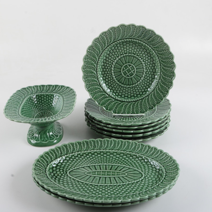 Bordallo Pinheiro "Basketweave Green" Ceramic Tableware