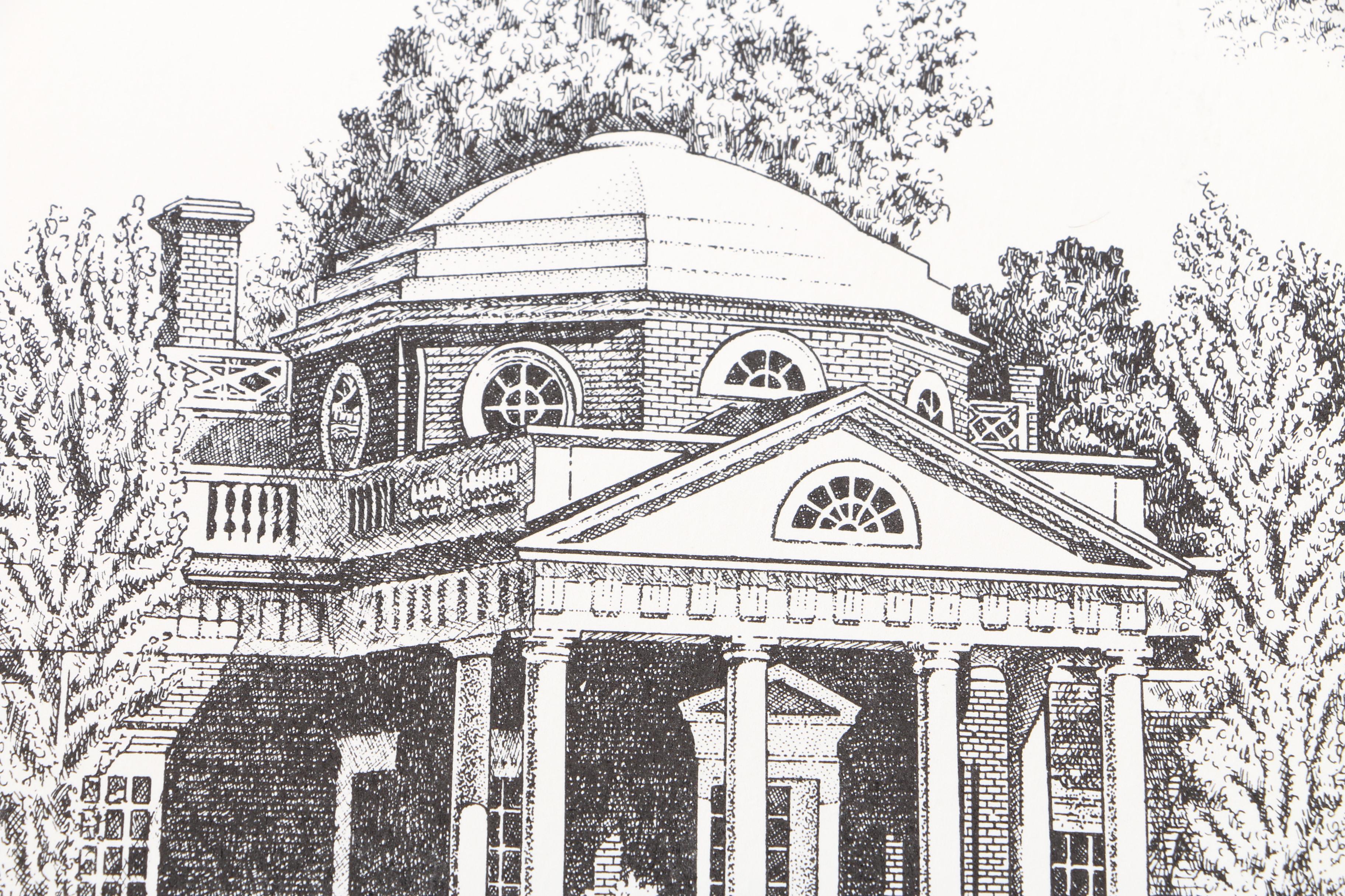 Lithographs After Scott Kiefer of Presidents' Homes