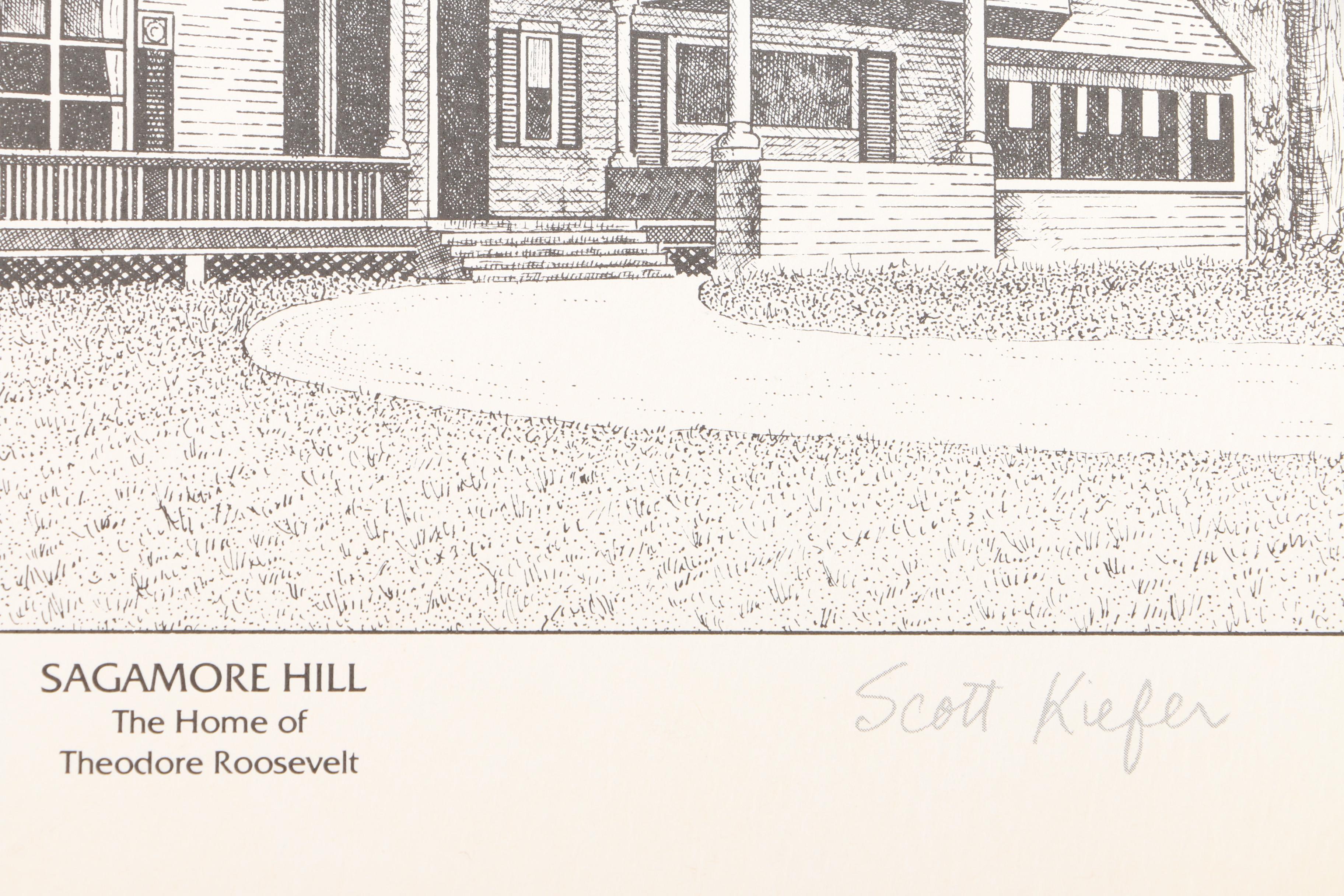Lithographs After Scott Kiefer of Presidents' Homes