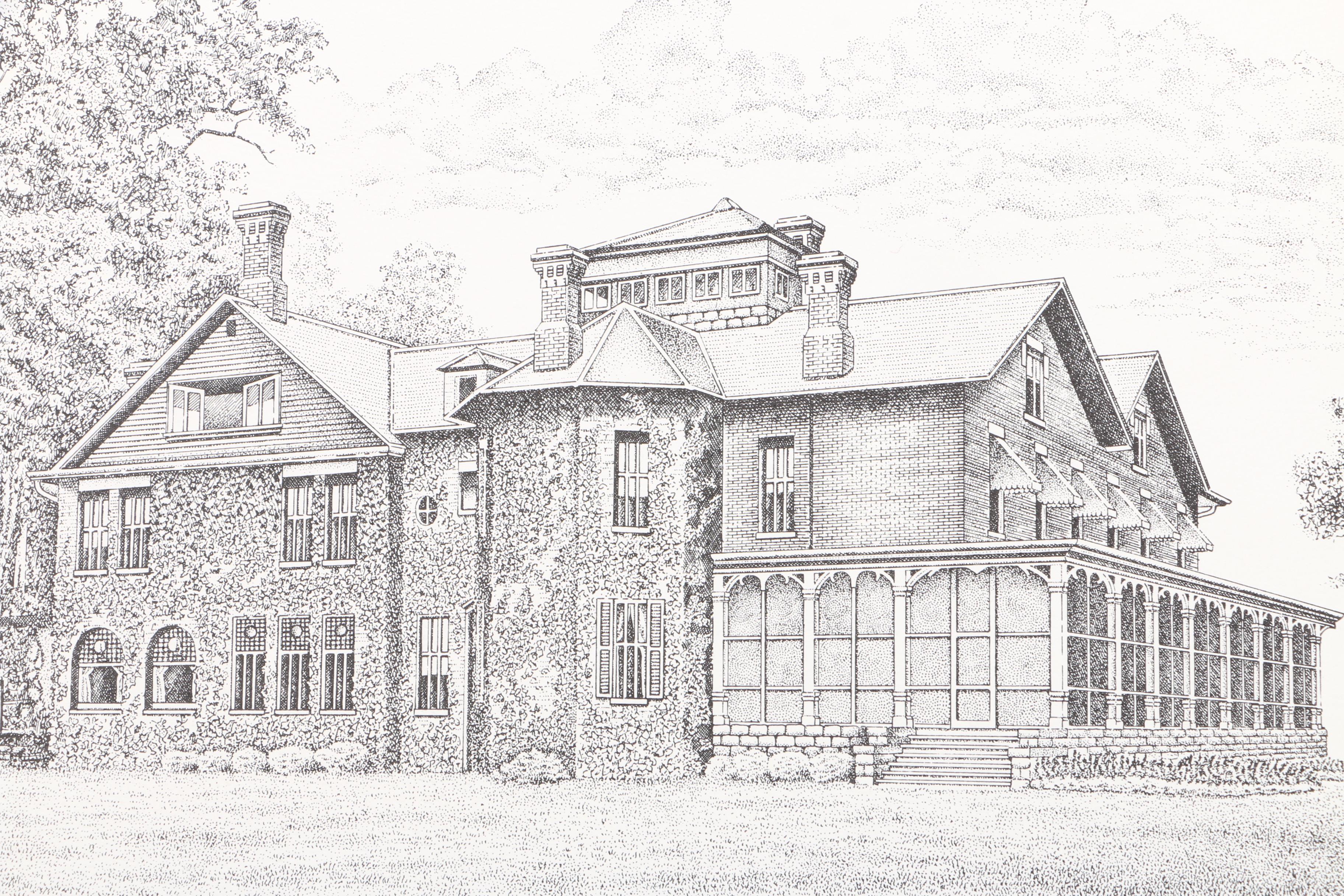 Lithographs After Scott Kiefer of Presidents' Homes