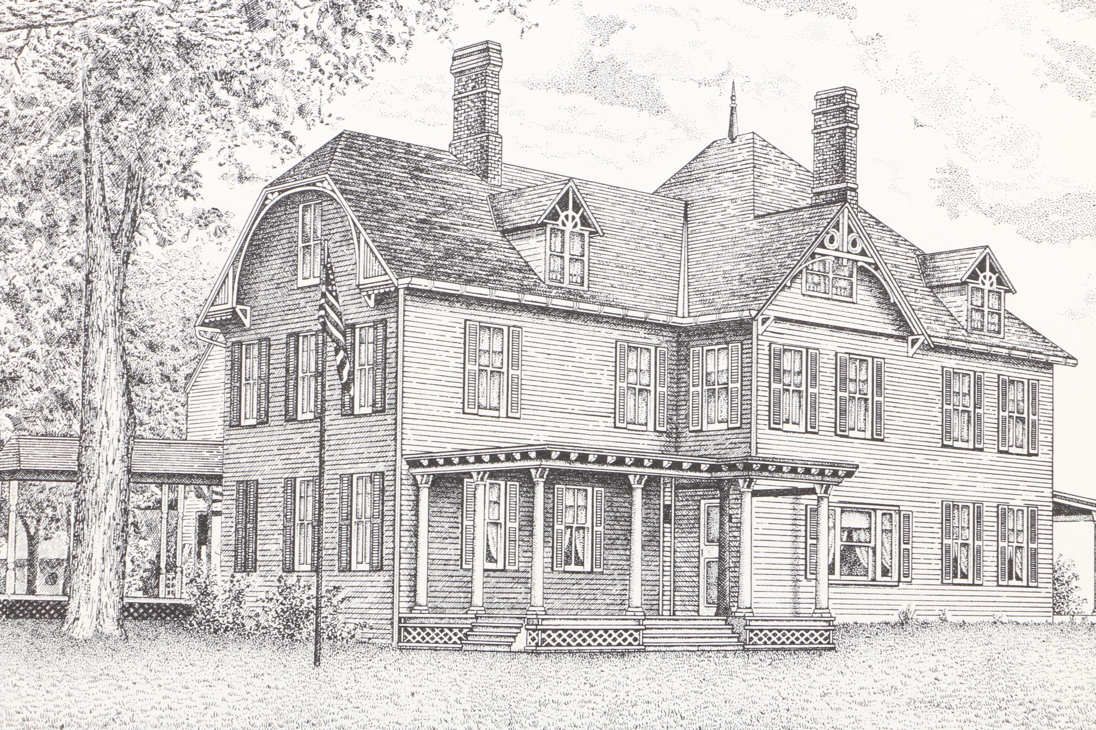 Lithographs After Scott Kiefer of Presidents' Homes