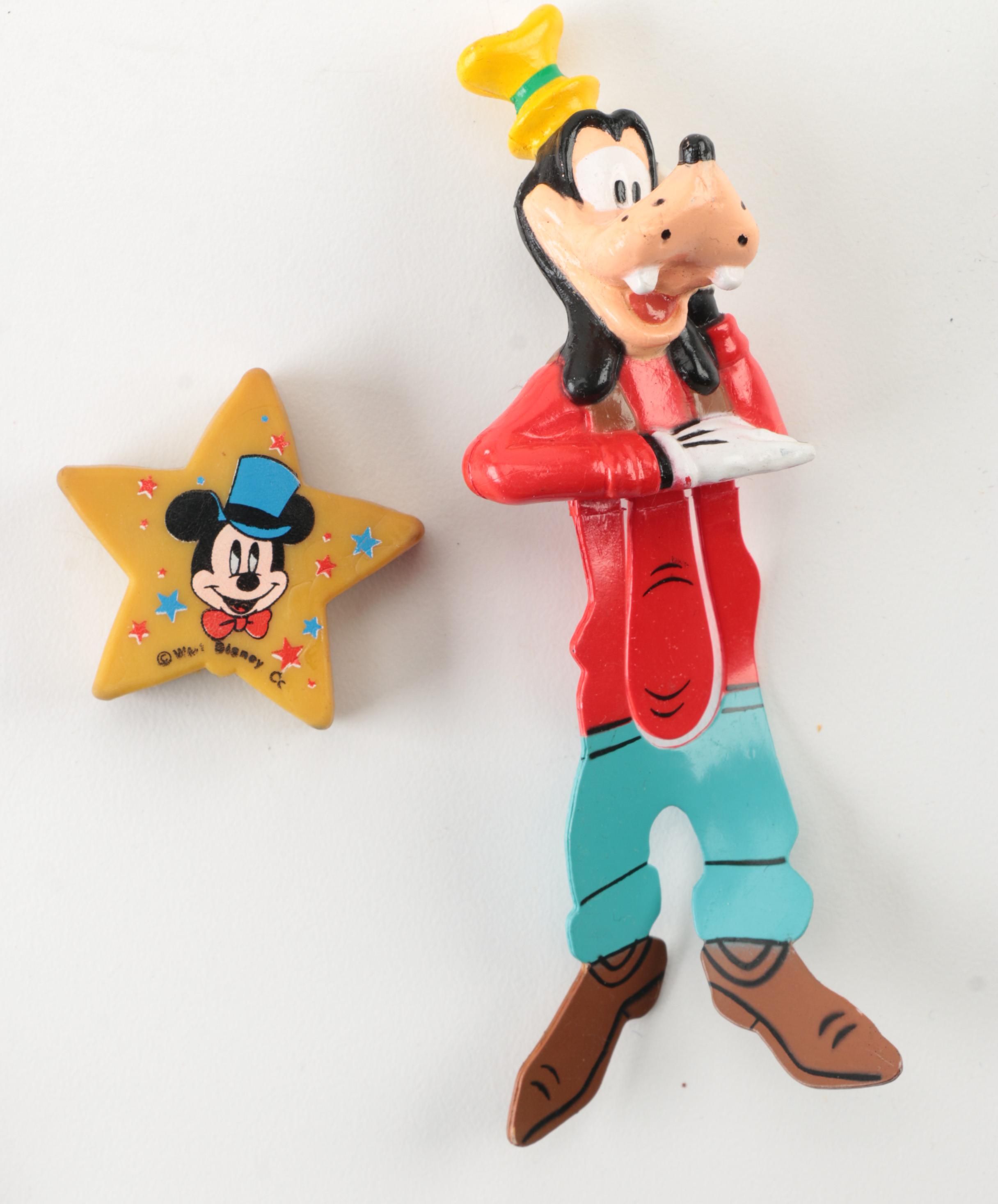 Disney Memorabilia Including Pens, Wall Clock, and More