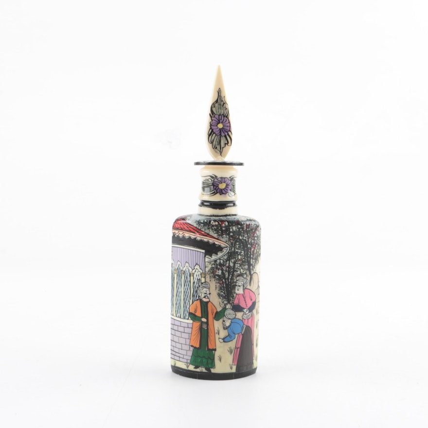 Hand-Painted Indo-Persian Style Bone Perfume Bottle