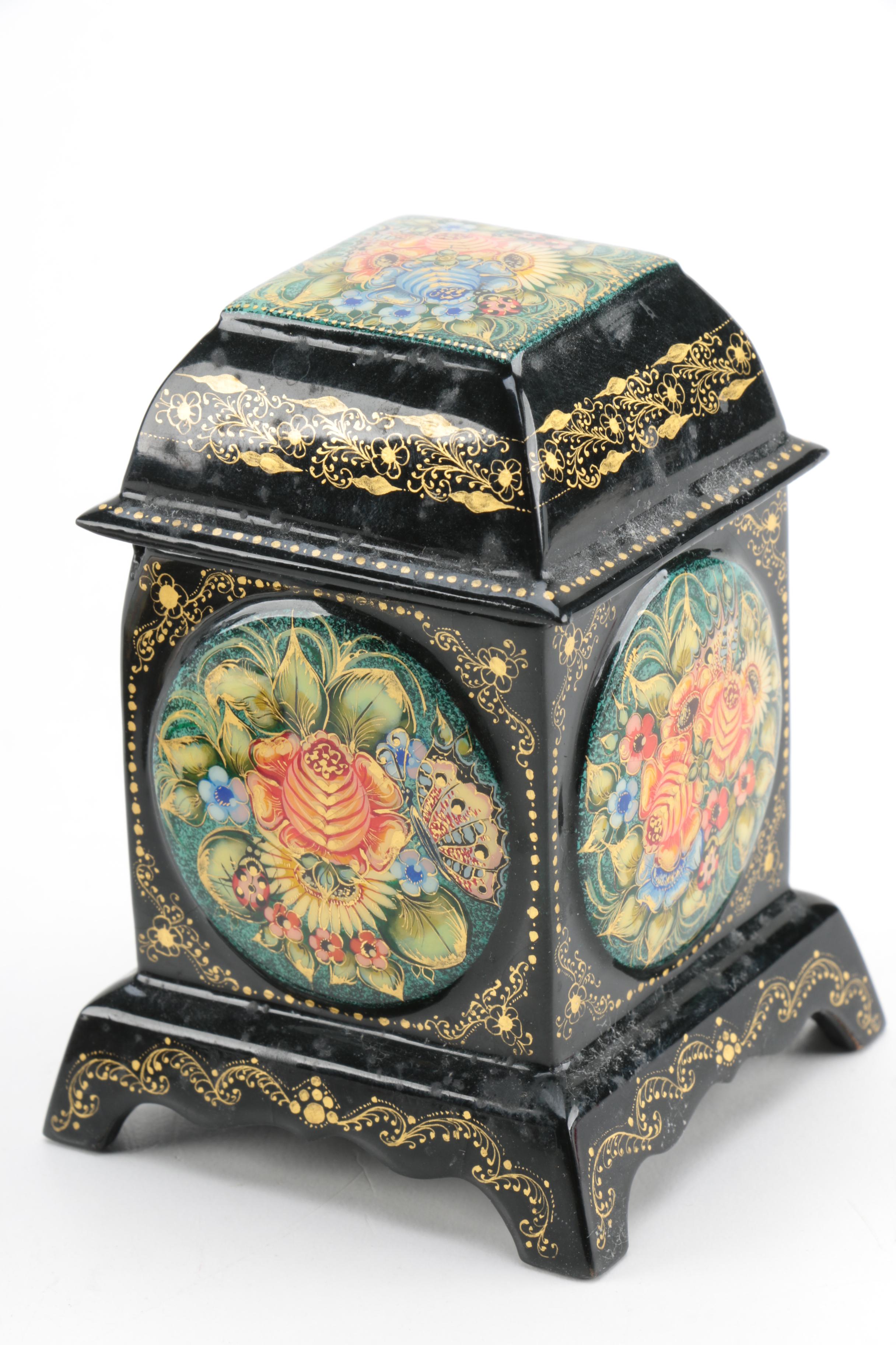 Mctepa Russian Artist Signed Lacquered Trinket Boxes