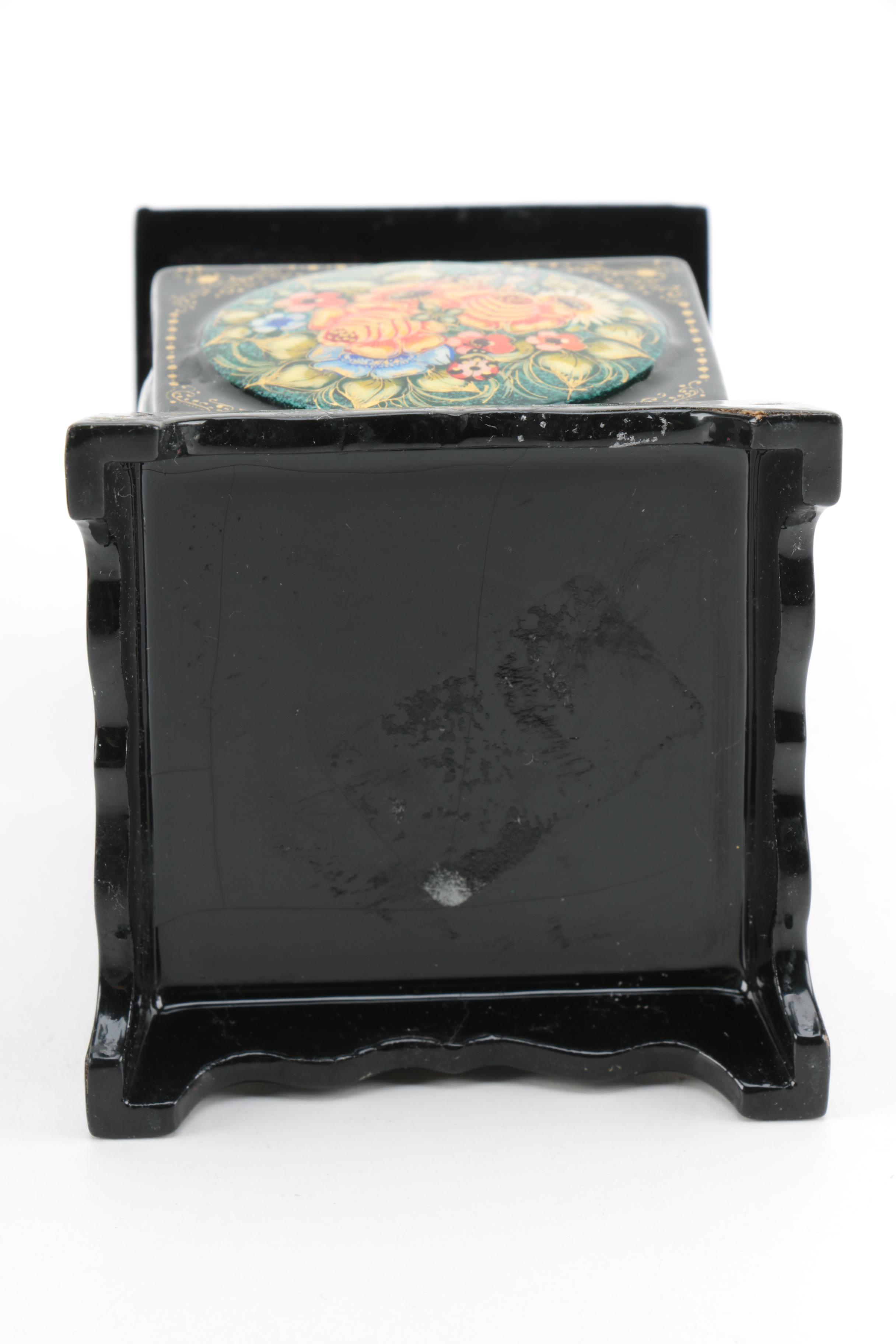 Mctepa Russian Artist Signed Lacquered Trinket Boxes