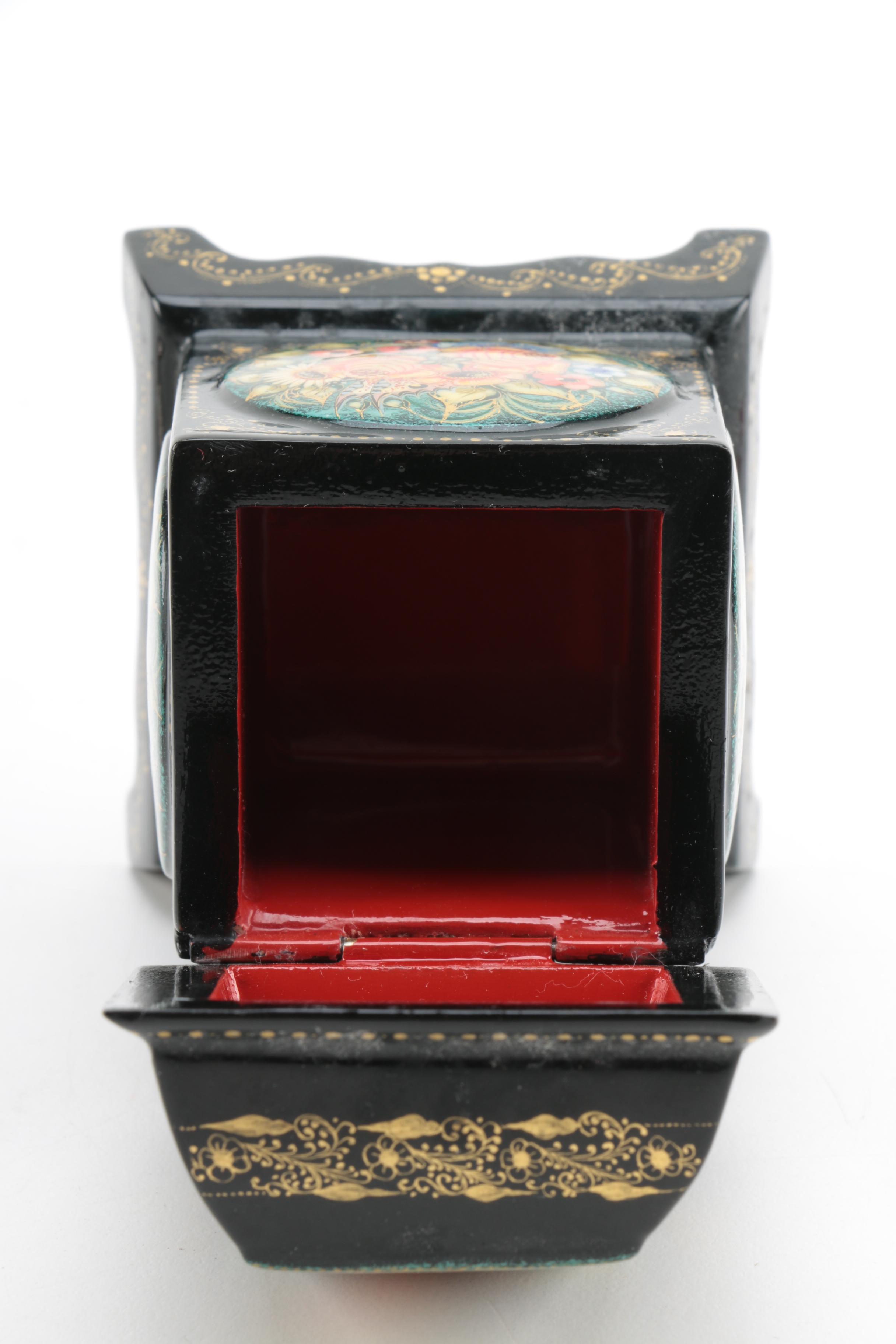 Mctepa Russian Artist Signed Lacquered Trinket Boxes