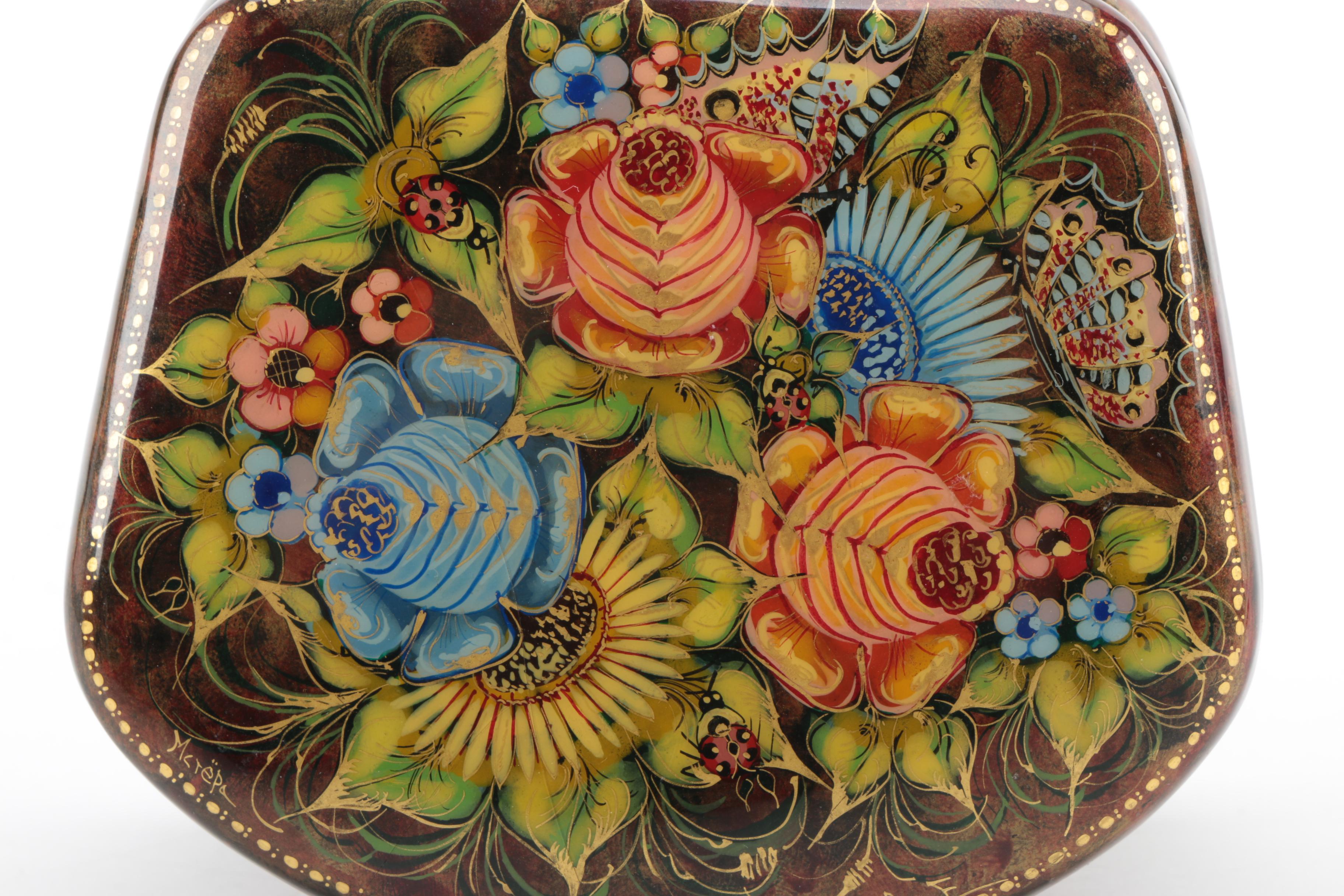 Mctepa Russian Artist Signed Lacquered Trinket Boxes