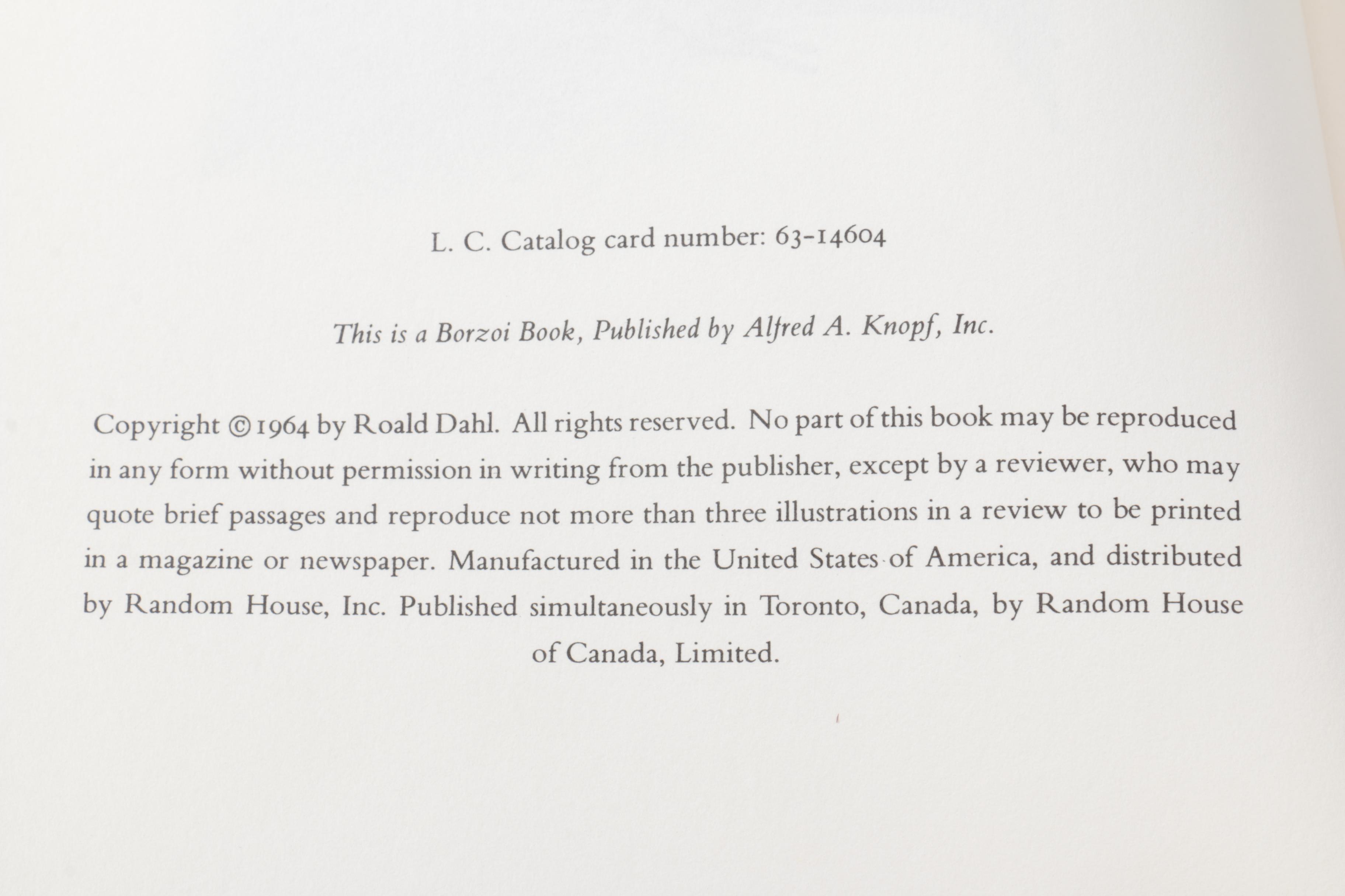 First Edition, Second Printing "Charlie and the Chocolate Factory" by Roald Dahl