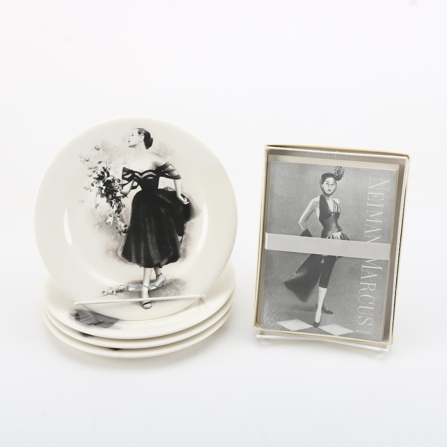 Neiman Marcus Ceramic Plates and Boxed Cards