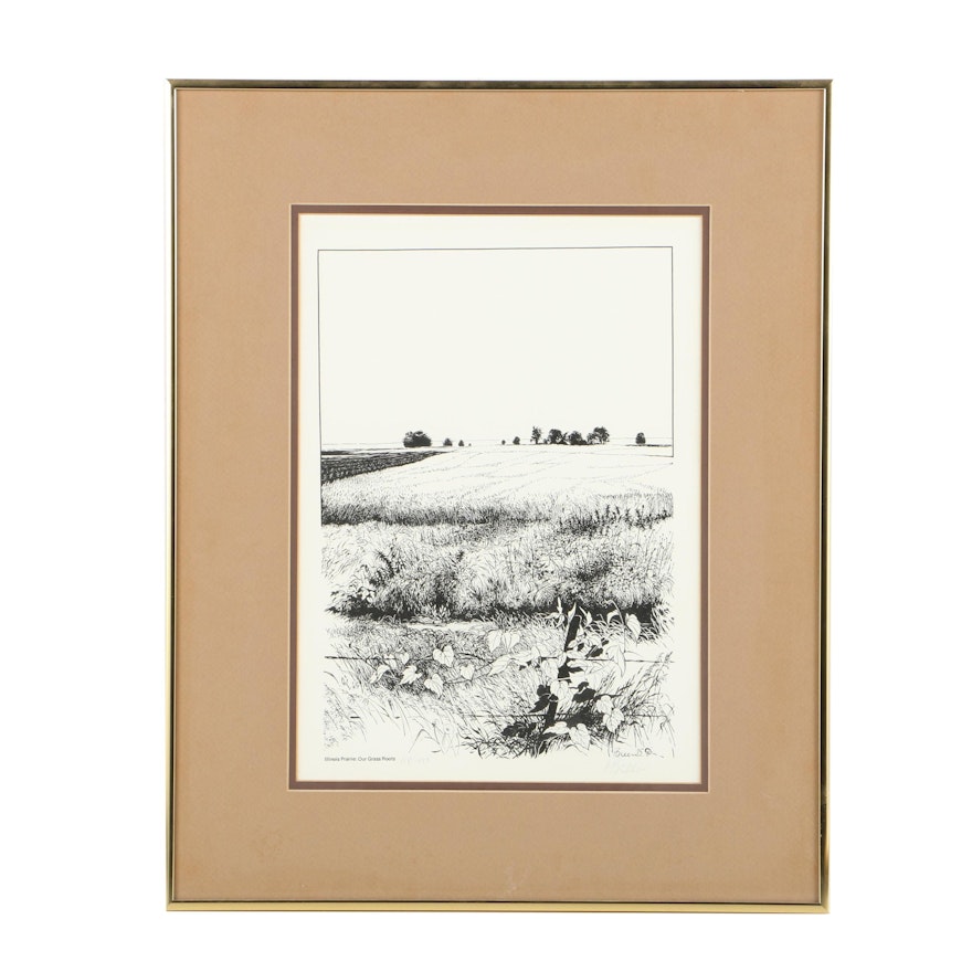 Lithograph of "Illinois Prairie: Our Grass Roots" after Harry Breen