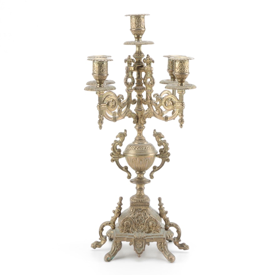 Italian Brass Patinated Candelabra