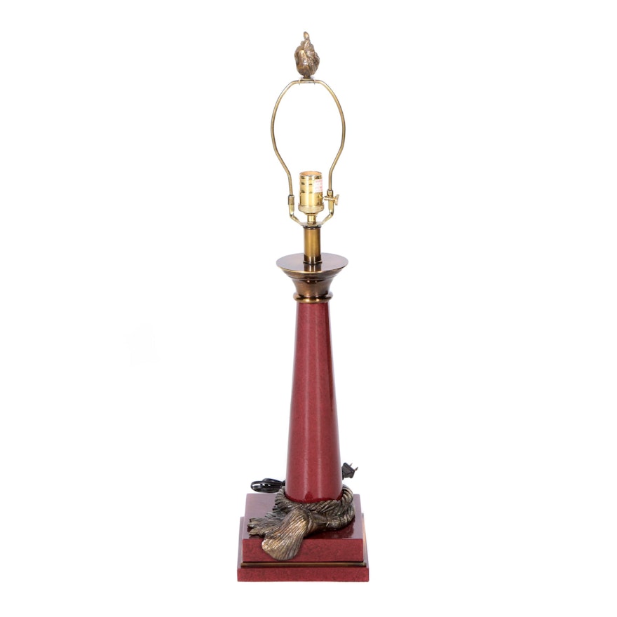 Brass and Faux Marble Table Lamp