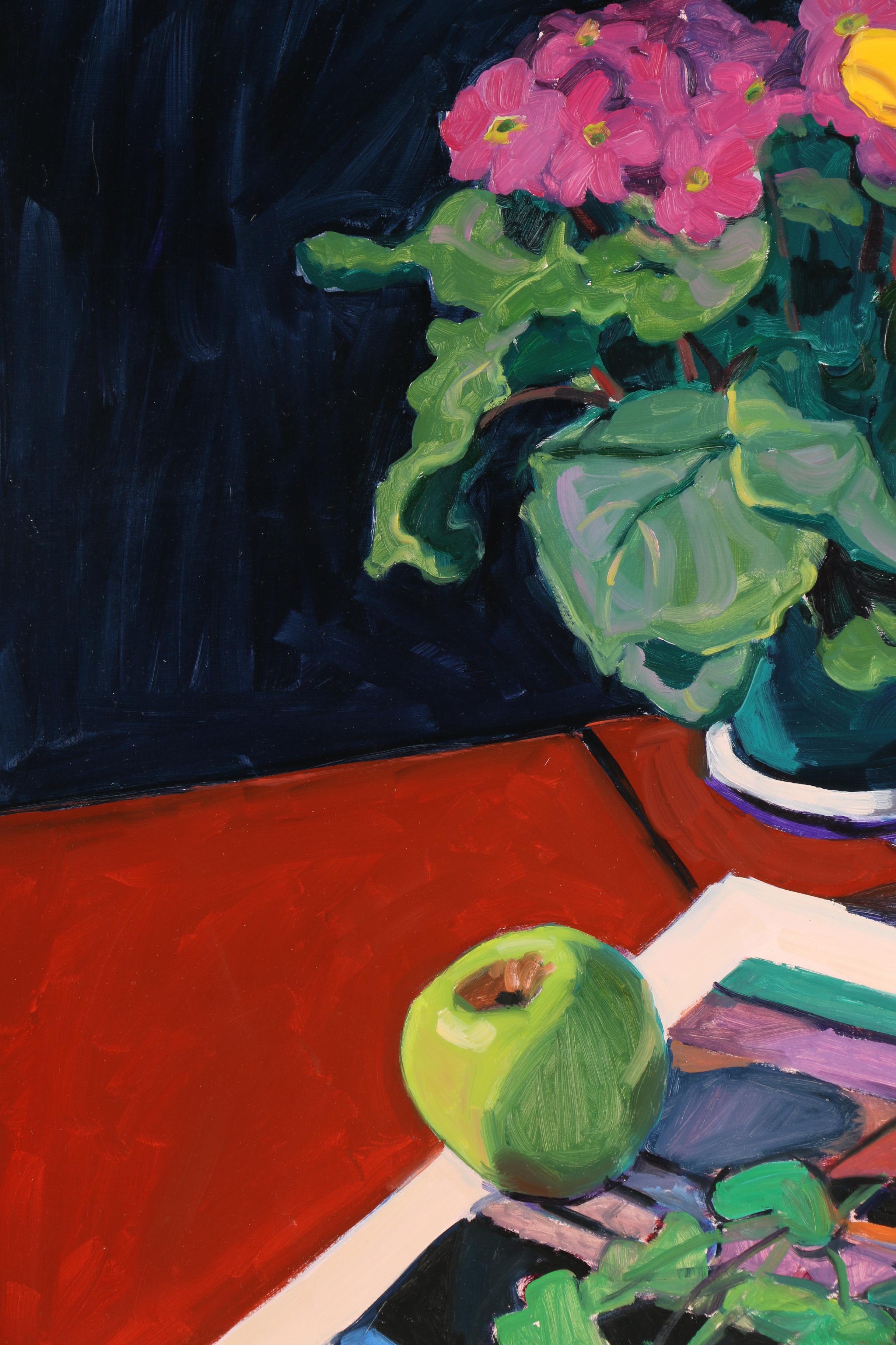 Debra A. Yoo Oil Painting on Paper "Still Life with Yellow Tulips and Peppers"