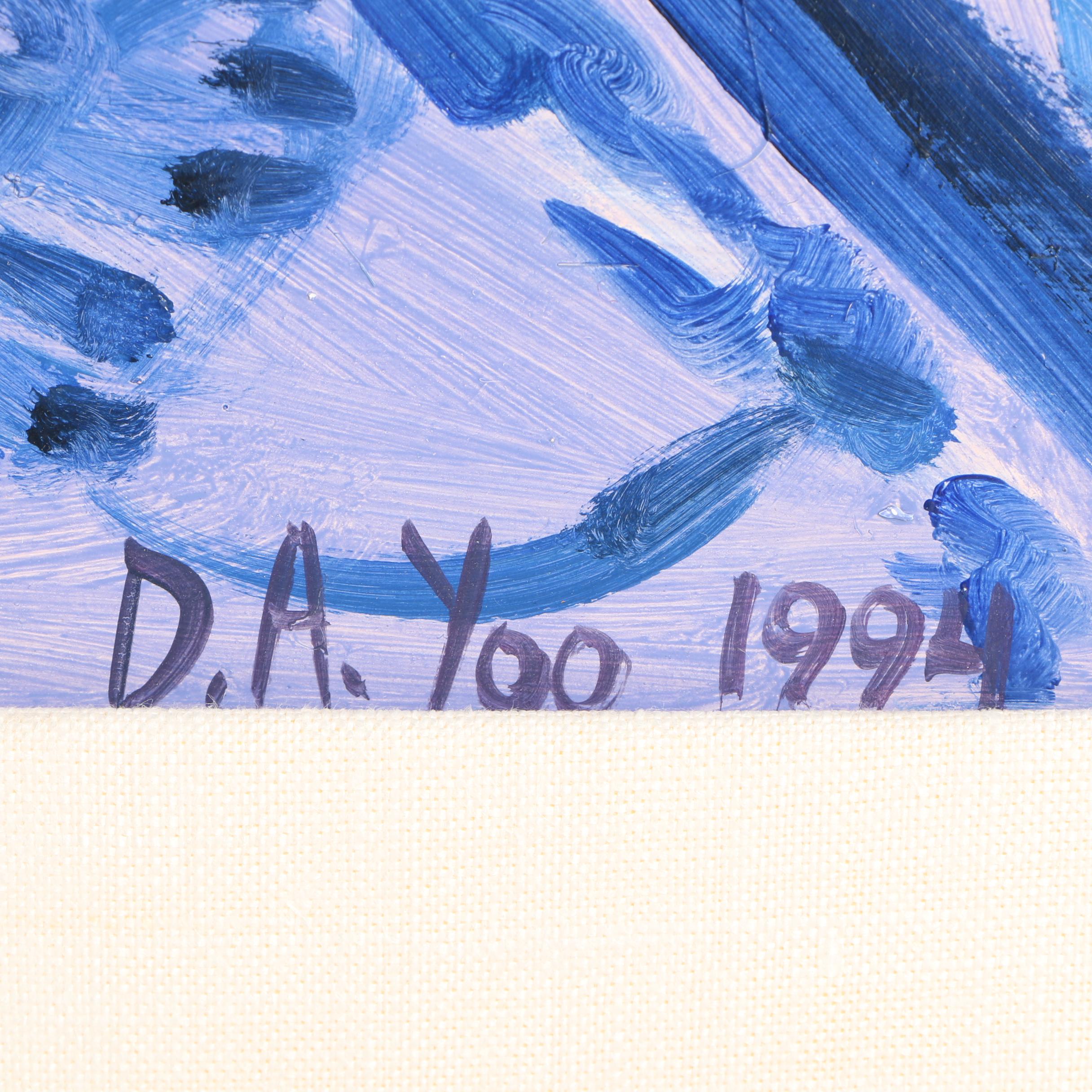 Debra A. Yoo Oil Painting on Paper "Still Life with Yellow Tulips and Peppers"