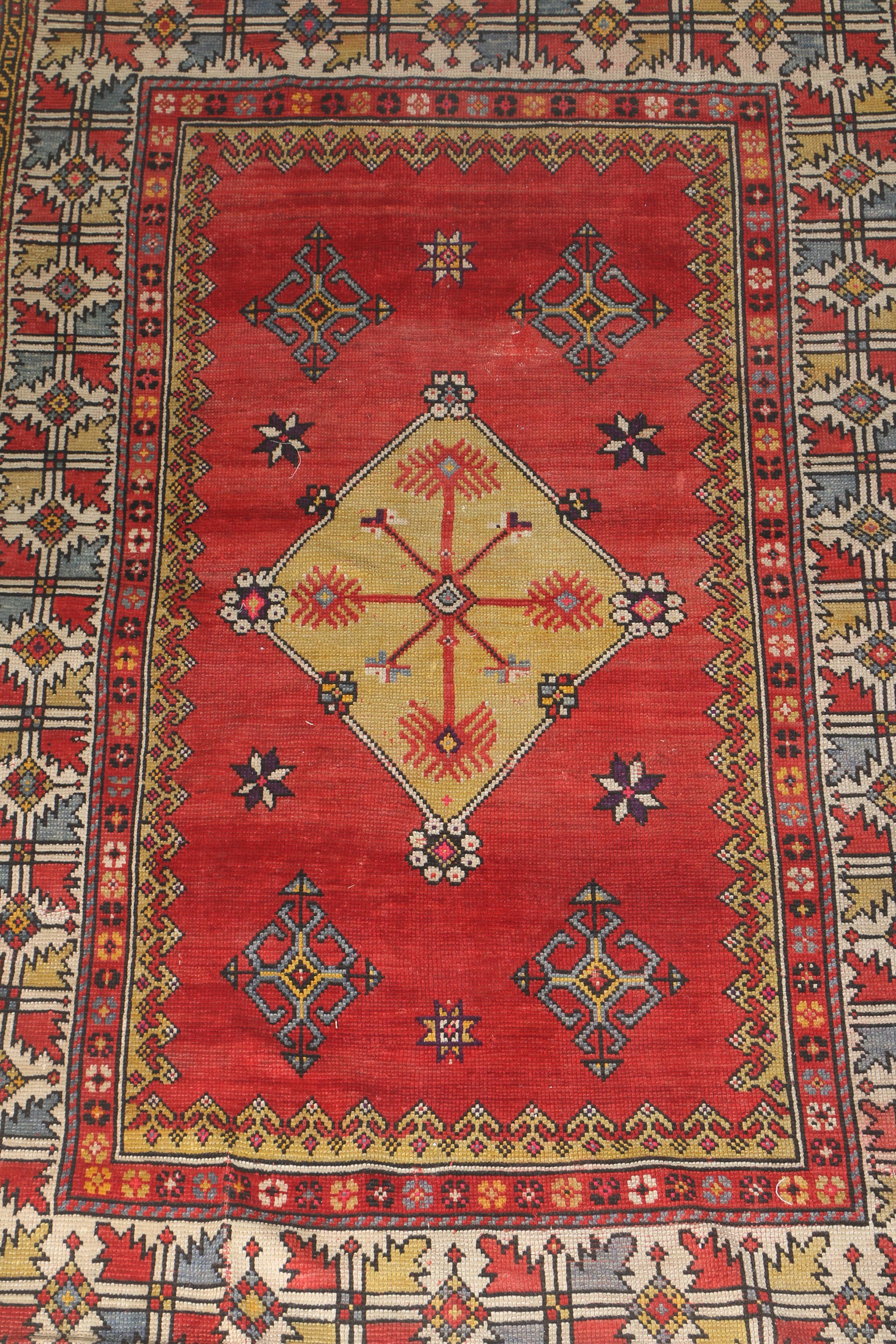 Vintage Handwoven Anatolian Bergama Wool Area Rug