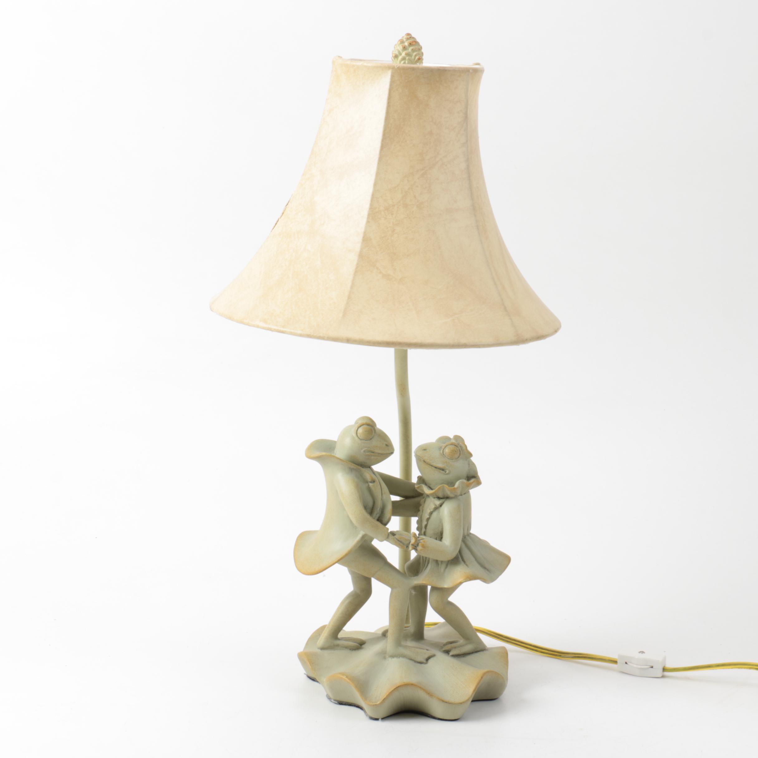Ceramic Dancing Frog Couple Table Lamp