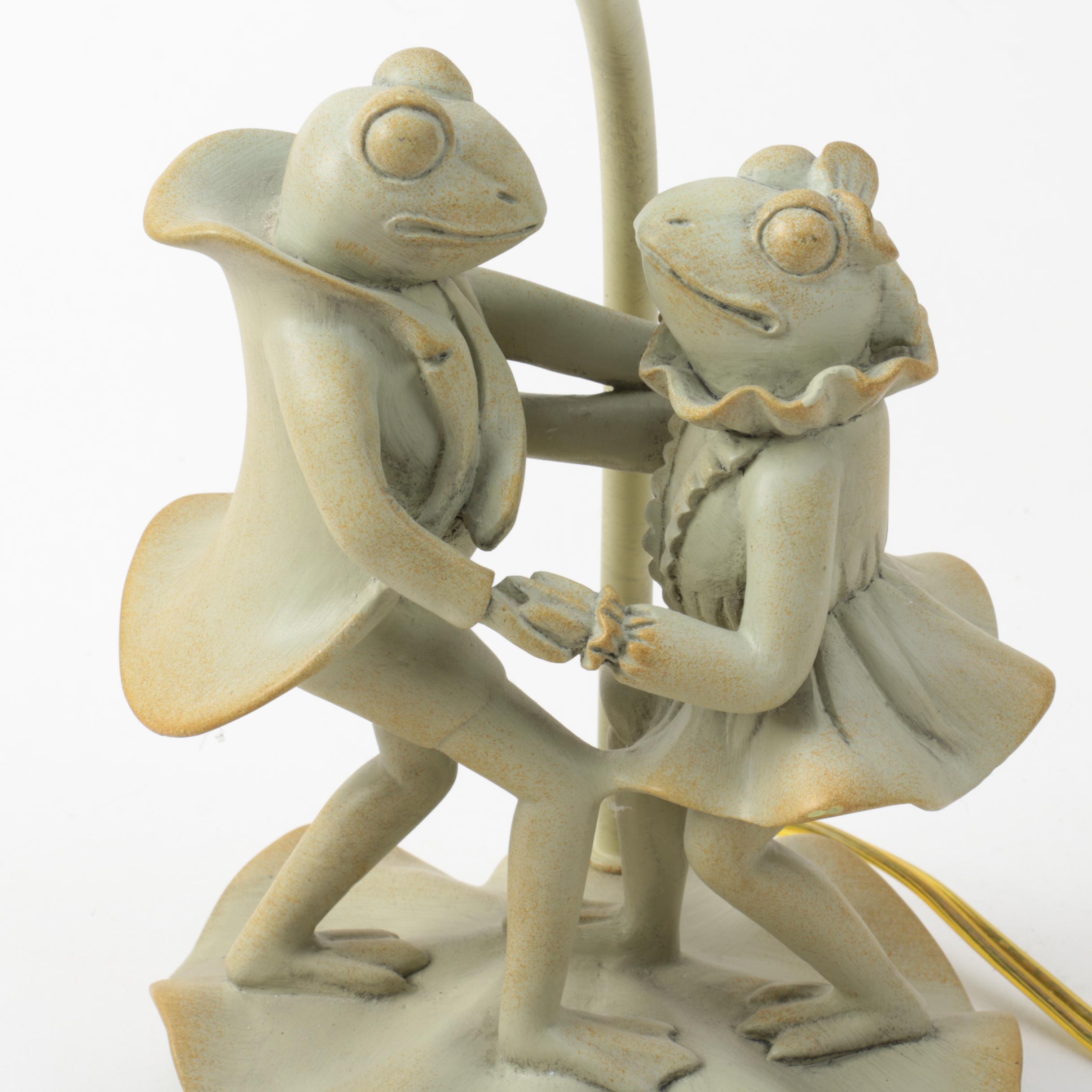 Ceramic Dancing Frog Couple Table Lamp