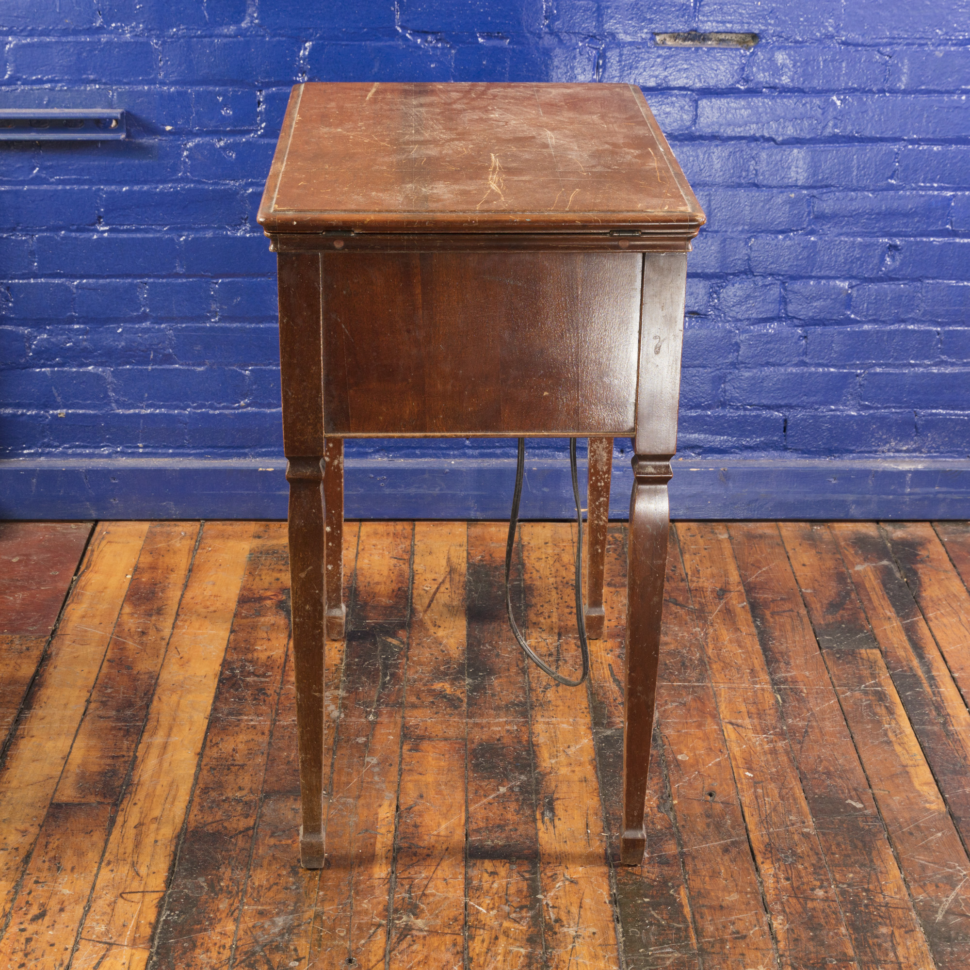 Vintage Singer Sewing Machine with Cabinet and Stool