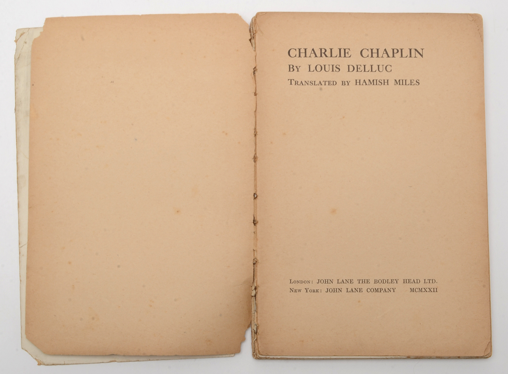 1922 First Edition of "Charlie Chaplin" by Louis Delluc